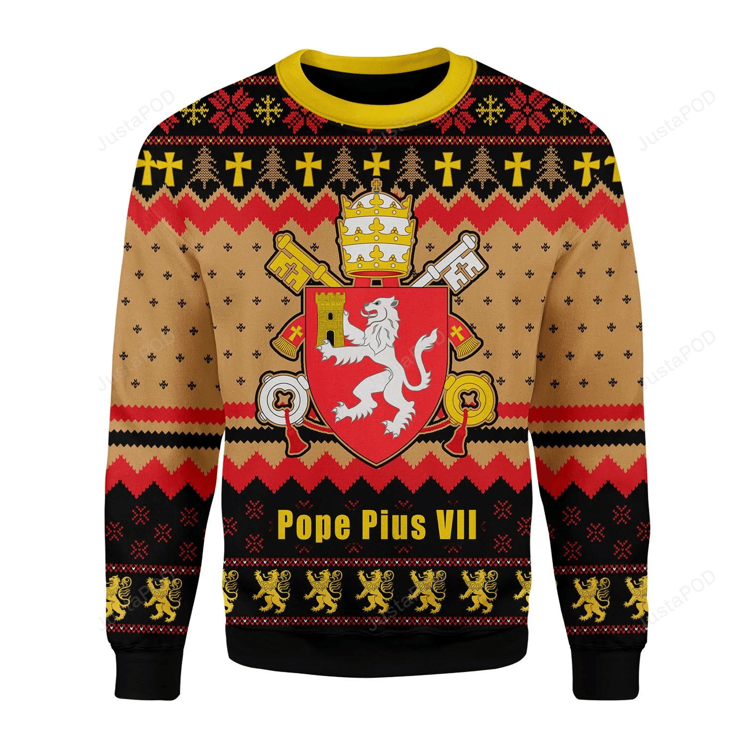 Pope Pius Viii Coat Of Arms Ugly Christmas Sweater Adult 3D Funny Matching for family - Image 2