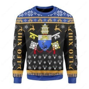 Pope Pius X Coat Of Arms For Christian Ugly Christmas Sweater Adult 3D Funny Matching for family