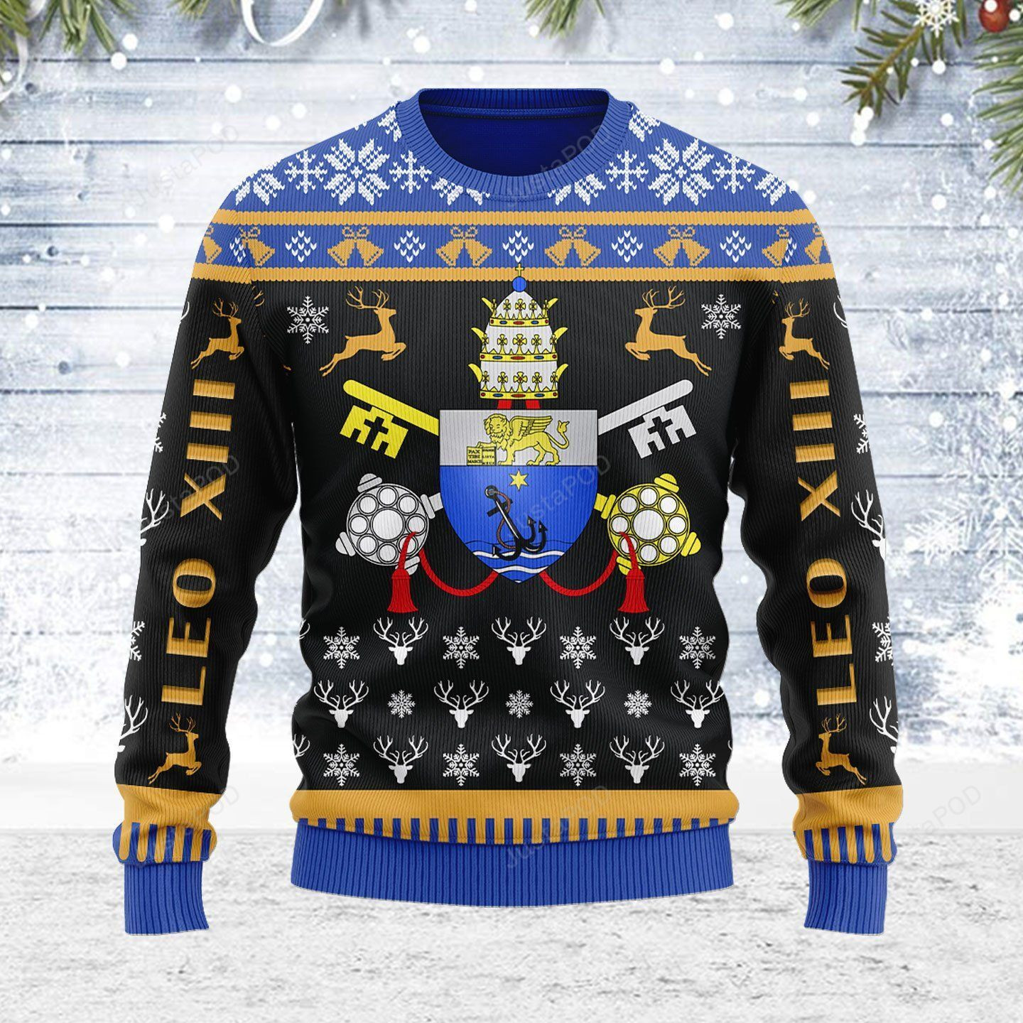 Pope Pius X Coat Of Arms Ugly Christmas Sweater Adult 3D Funny Matching for family