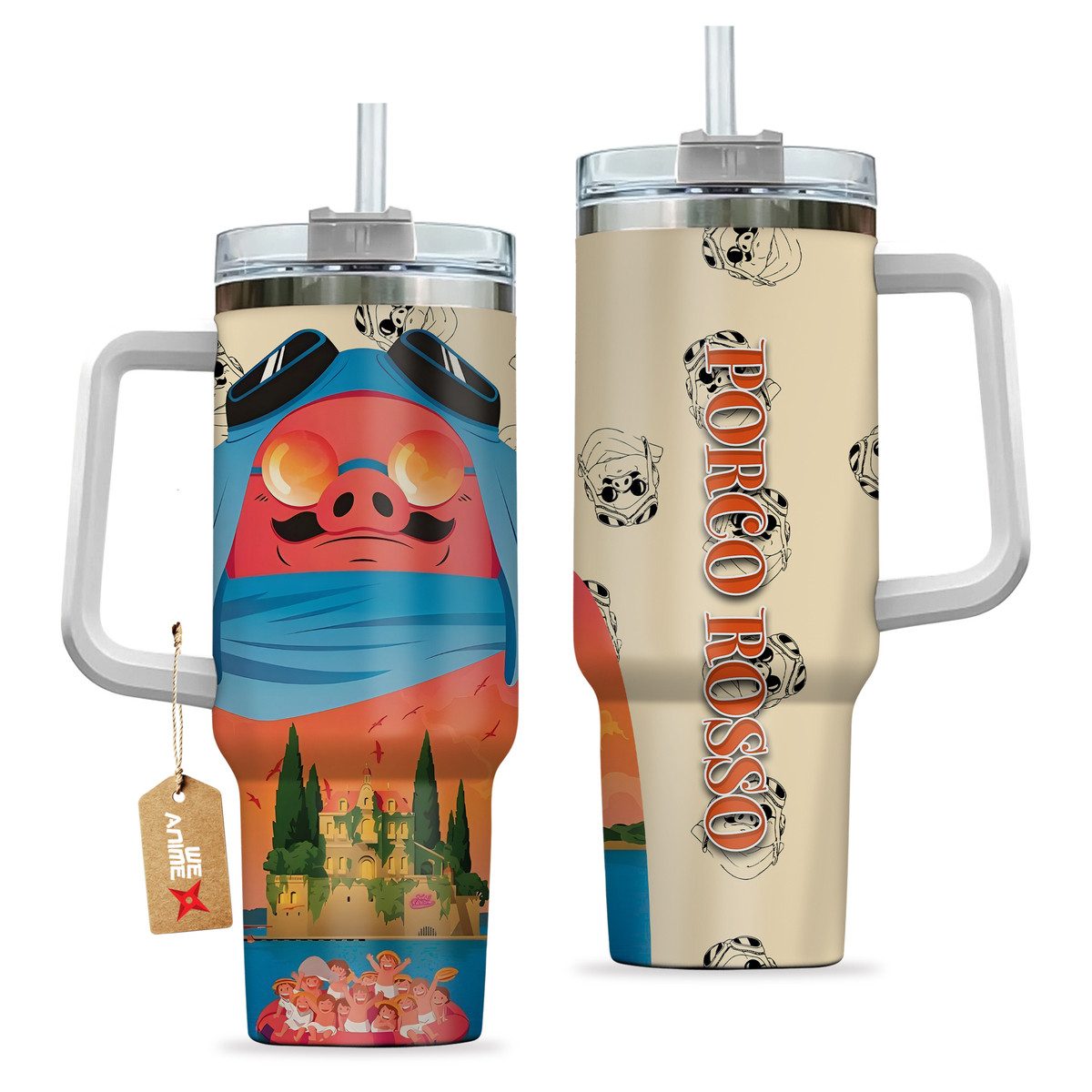 Porco Rosso Anime Custom Stanley Cup 40 oz 30 oz Tumbler With HandleTVC2301154 - Image 2