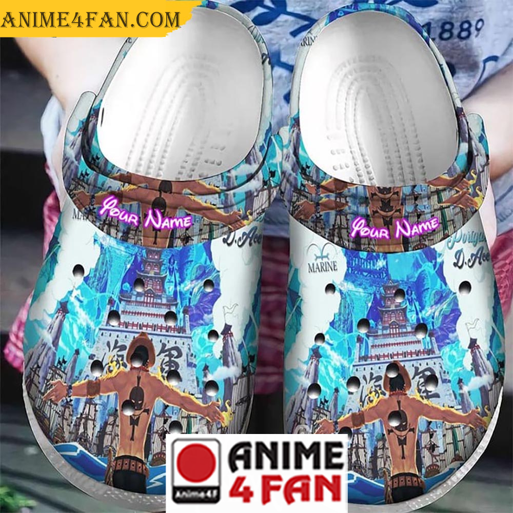 Portgas D. Ace One Piece Anime Crocs Crocband Clogs Shoes Comfortable For Men Women and Kids
