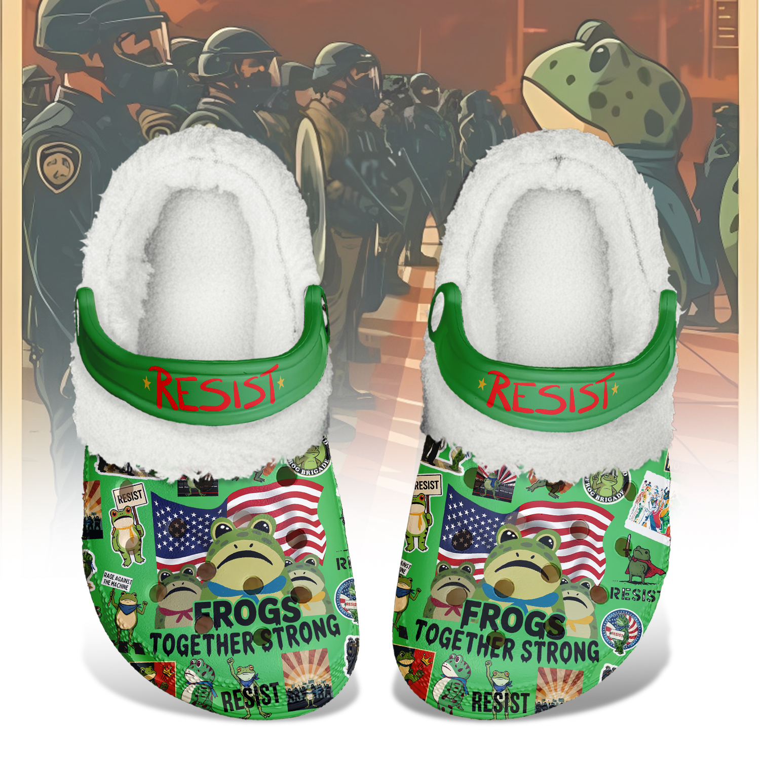 Portland Frog Resist Crocs Crocband Fleece Lined Clogs Shoes Comfortable For Men Women and Kids In Winter