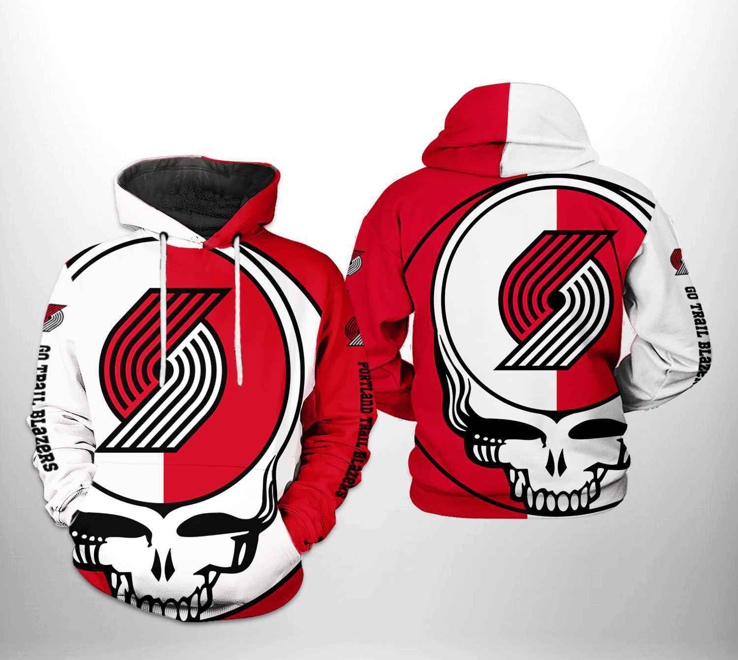 Portland Trailblazers NBA Grateful Dead 3D All Over Print Hoodie, Zip Hoodie