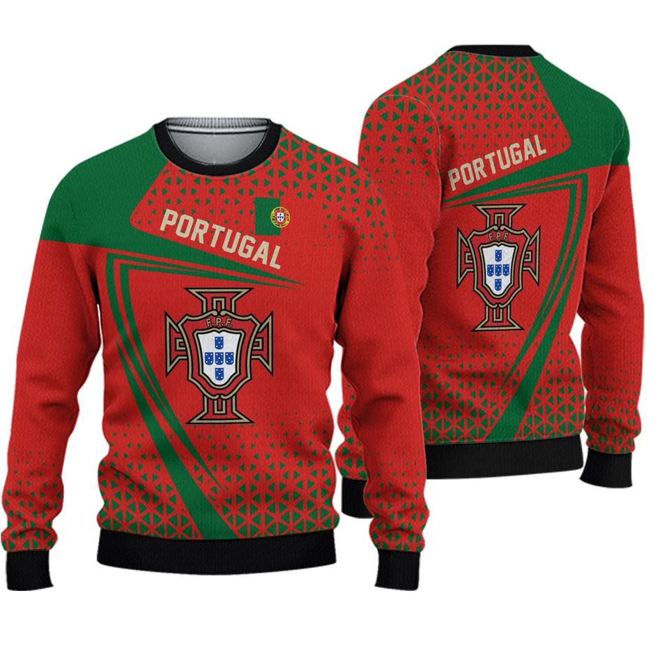 Portugal Flag Pattern Sport Soccer Team 3D Sweater