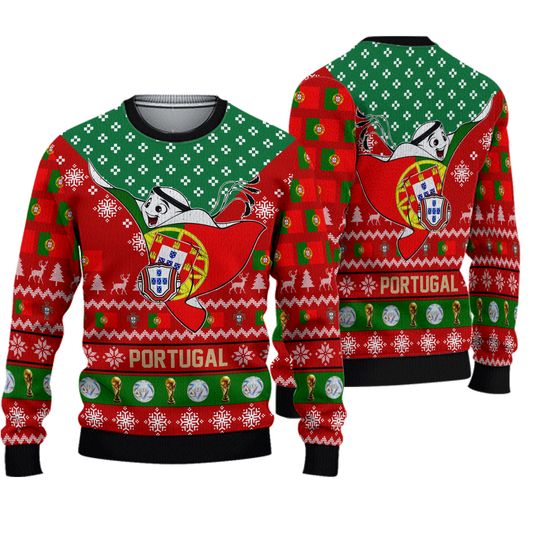 Portugal Ugly Christmas Sweater Mascot Qatar Soccer Team - Image 2