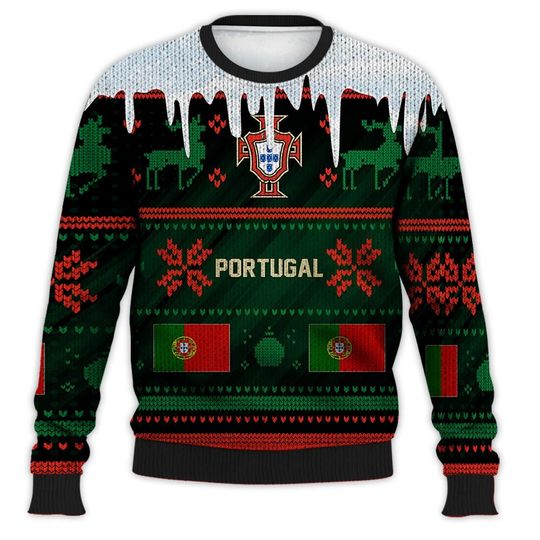 Portugal Ugly Christmas Sweater Sport Soccer Team, World Cup 2022 Qatar 3D Sweater - Image 11