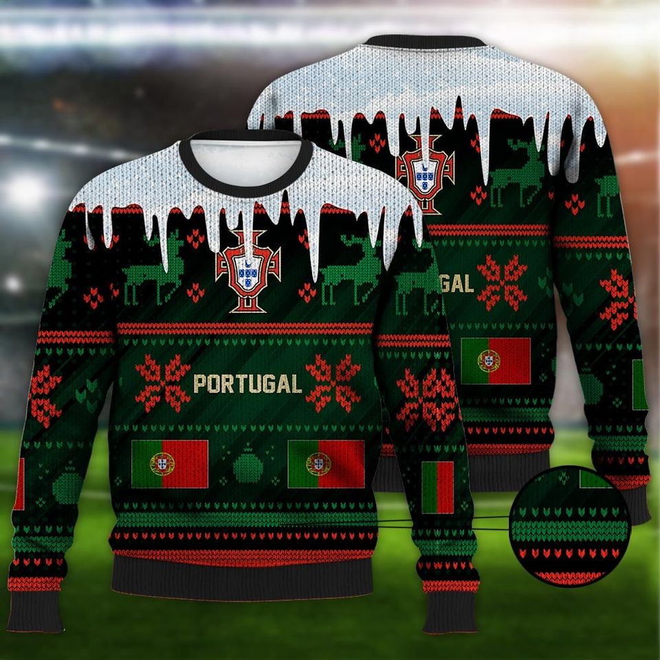 Portugal Ugly Christmas Sweater Sport Soccer Team, World Cup 2022 Qatar 3D Sweater