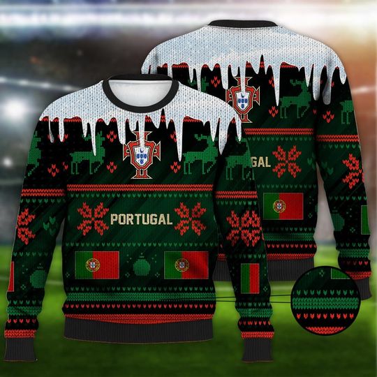 Portugal Ugly Christmas Sweater Sport Soccer Team, World Cup 2022 Qatar 3D Sweater - Image 10