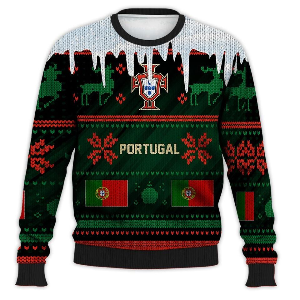 Portugal Ugly Christmas Sweater Sport Soccer Team, World Cup 2022 Qatar 3D Sweater - Image 2
