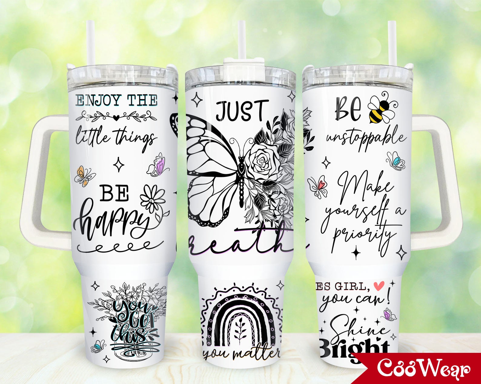 Positive Affirmation Butterfly Custom Stanley Cup 40 oz 30 oz Tumbler With HandleTVC2301857