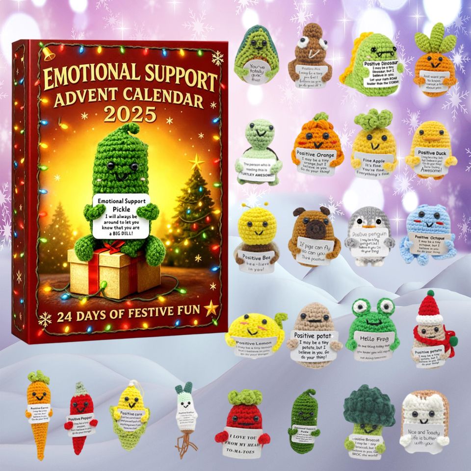 Positive Crochet Animal Advent Calendar 2025, 24-Day Christmas Countdown, Gift For Crafters