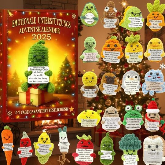 Positive Energy Advent Calendar 2025, 24 Crochet Veggies Gifts, Self-Care Christmas Countdown - Image 5