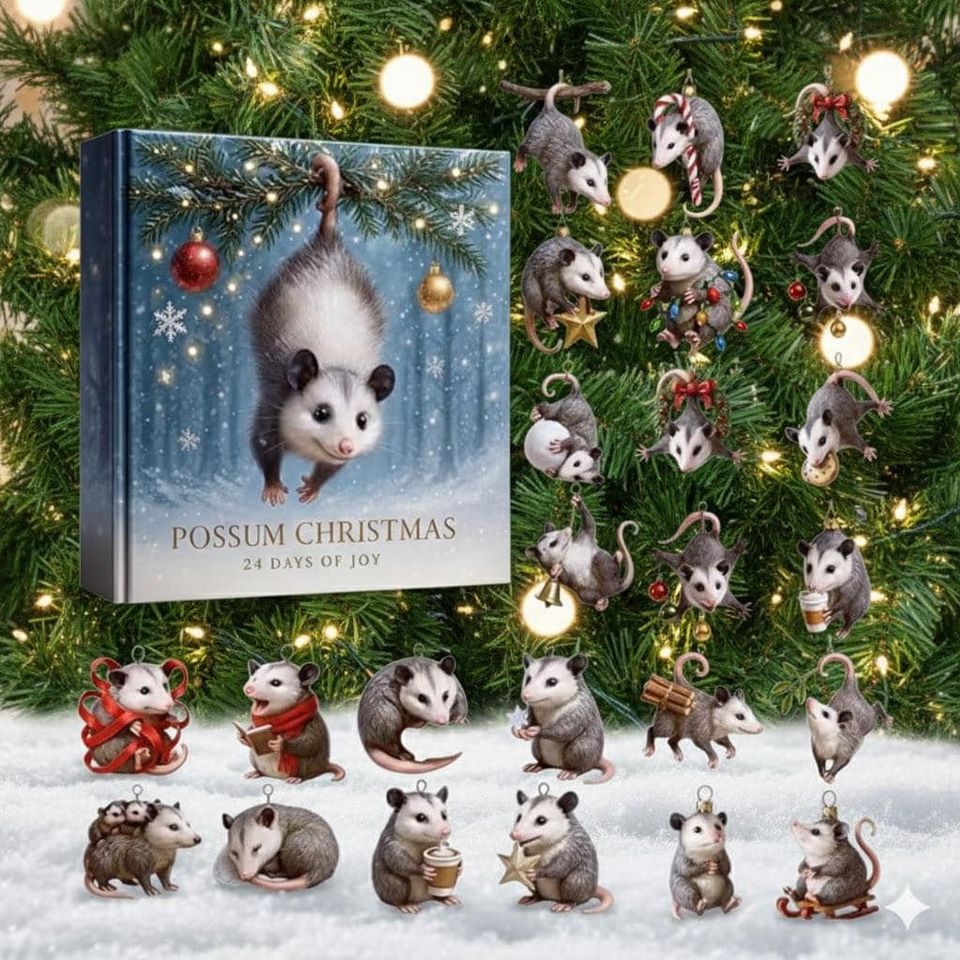 Possum 24 Acrylic Ornaments Advent Calendar 2025, Cute Woodland Animal Figurine Set