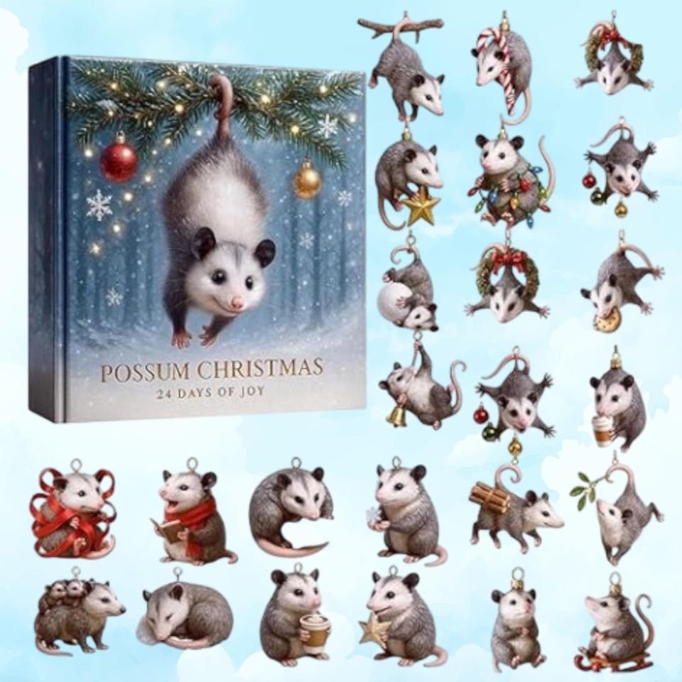 Possum Advent Calendar 2025, 24 Day Possum Christmas Countdown Box, Christmas Possum Calendar, Gift for Possum Lovers, Christmas Countdown