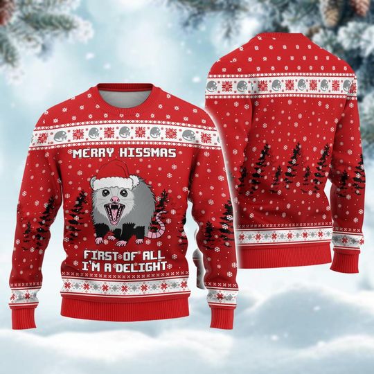 Possum Opossum Christmas Ugly Sweater, Funny Possum Christmas Ugly Sweater - Image 6