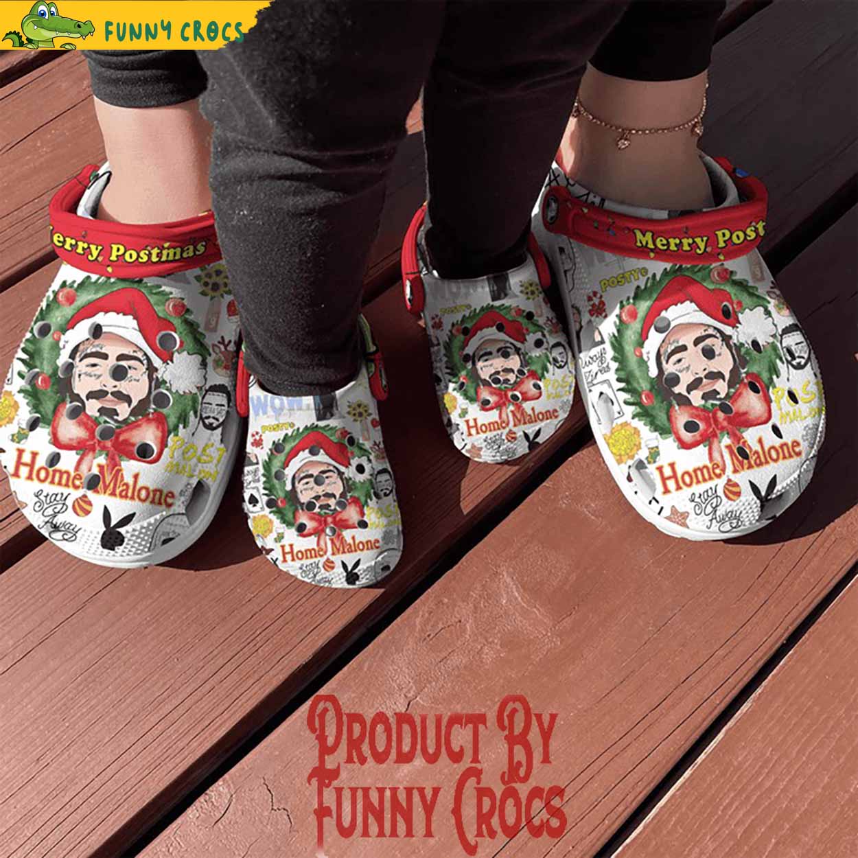 Post Malone Music Christmas Crocs Crocband Clogs Shoes Comfortable For Men Women and Kids - Image 4