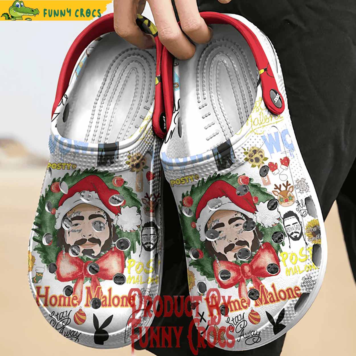 Post Malone Music Christmas Crocs Crocband Clogs Shoes Comfortable For Men Women and Kids - Image 3