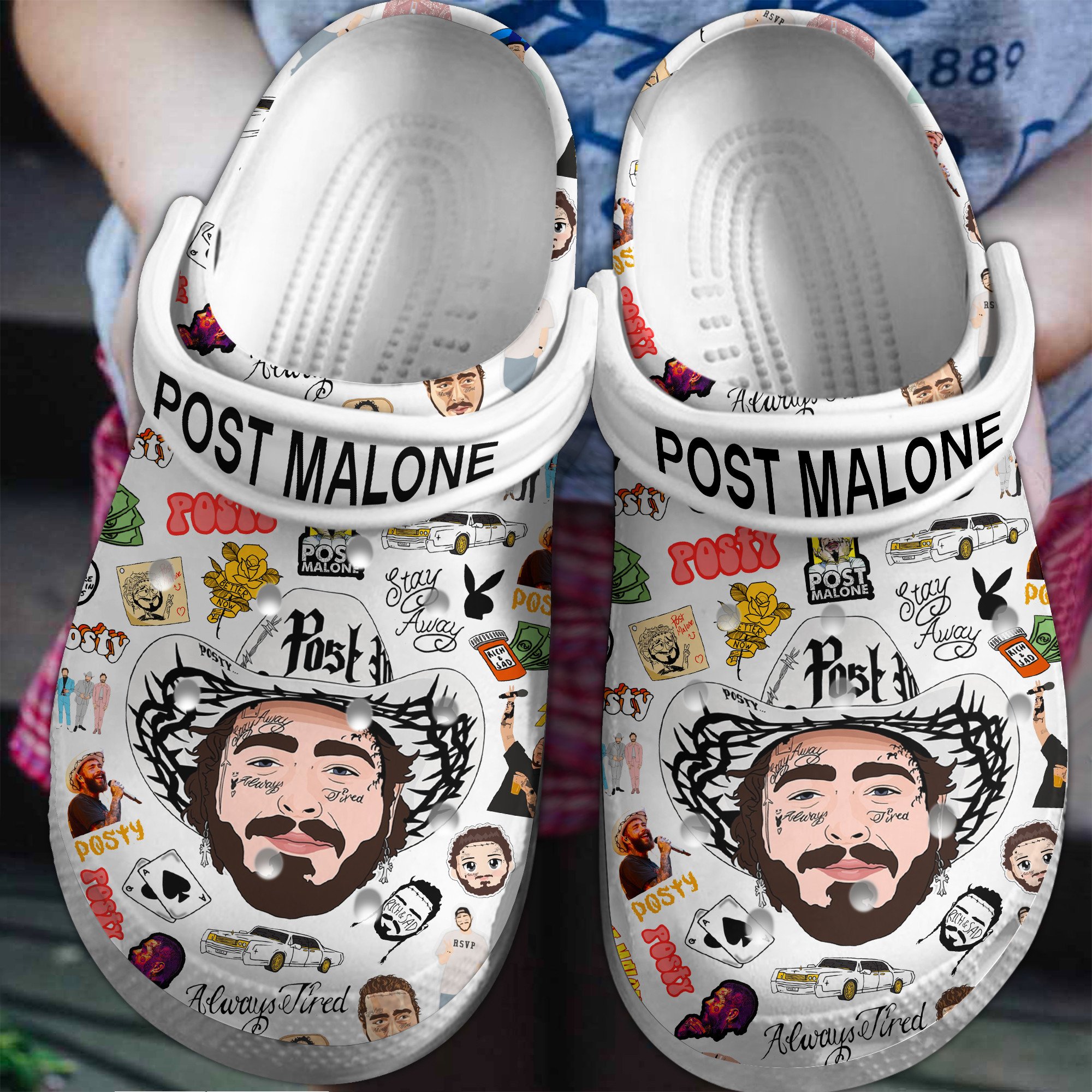 Post Malone Music Crocs Crocband Clogs Shoes Comfortable For Men Women and Kids