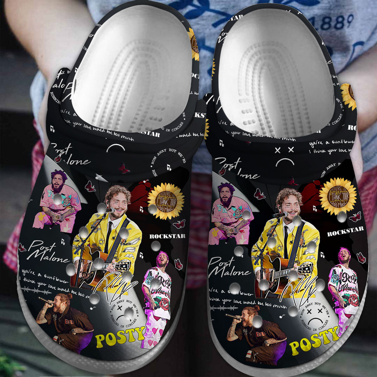 Post Malone Music Crocs Crocband Clogs Shoes Comfortable For Men Women and Kids