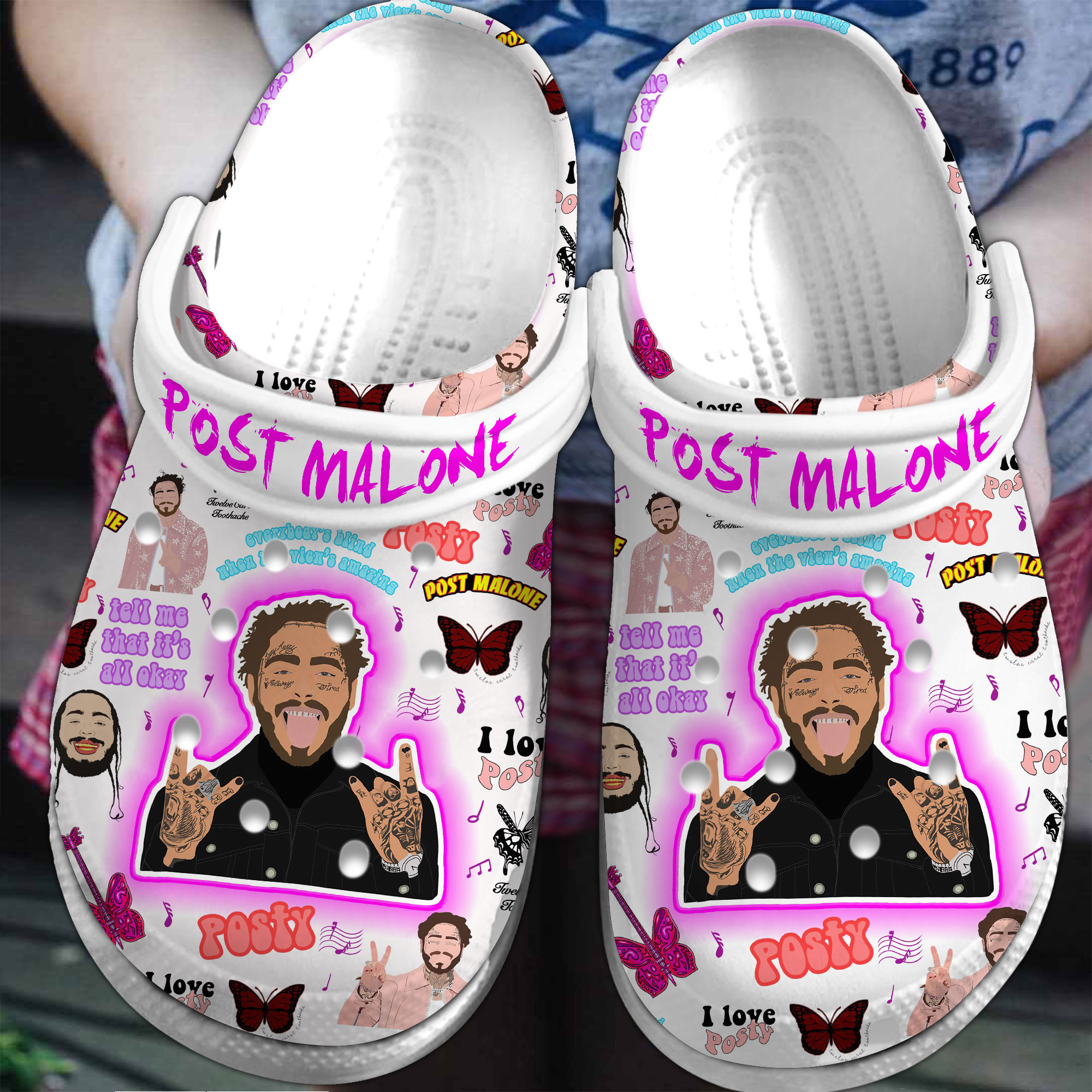 Post Malone Music Crocs Crocband Clogs Shoes Comfortable For Men Women and Kids