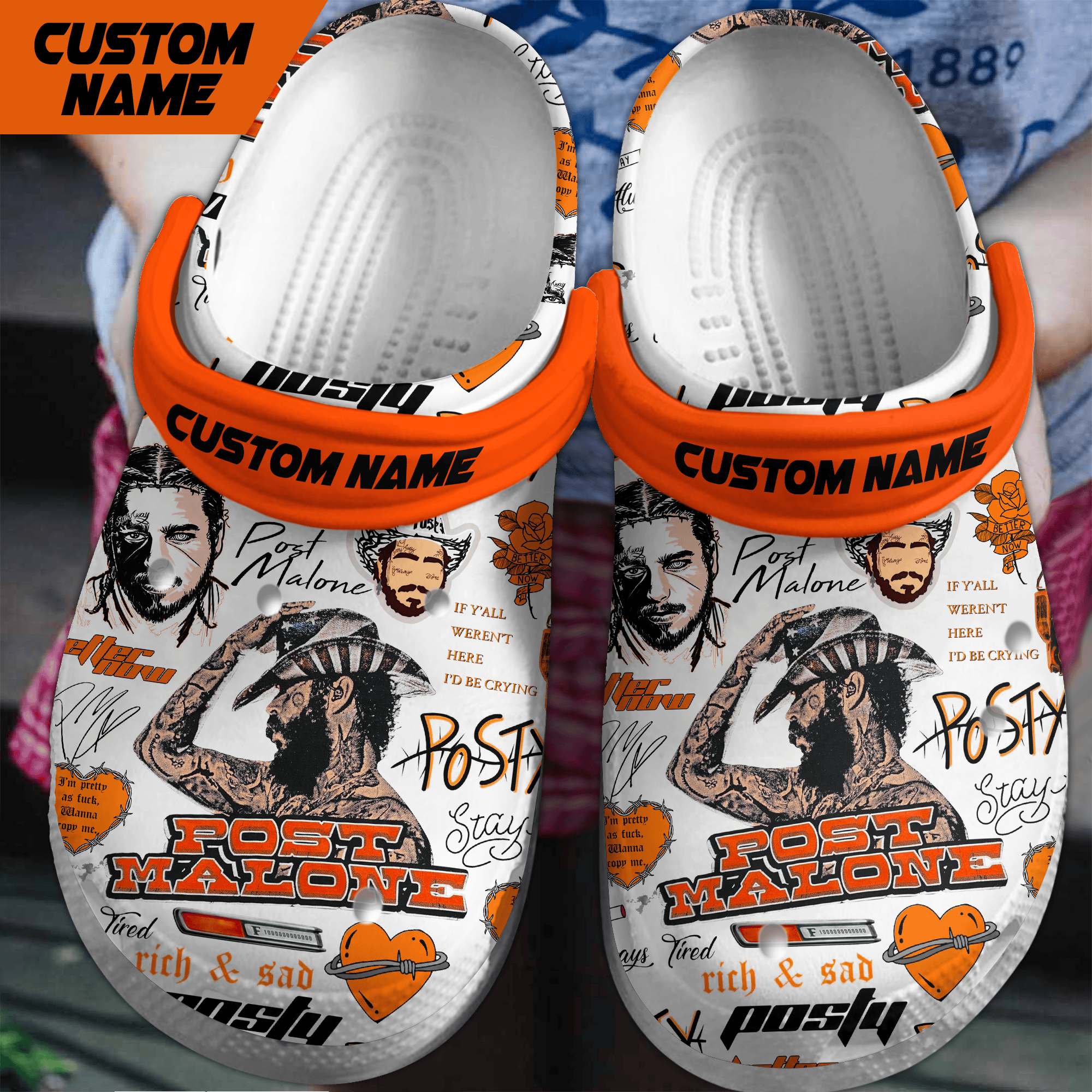 Post Malone Music Crocs Crocband Clogs Shoes Comfortable For Men Women and Kids
