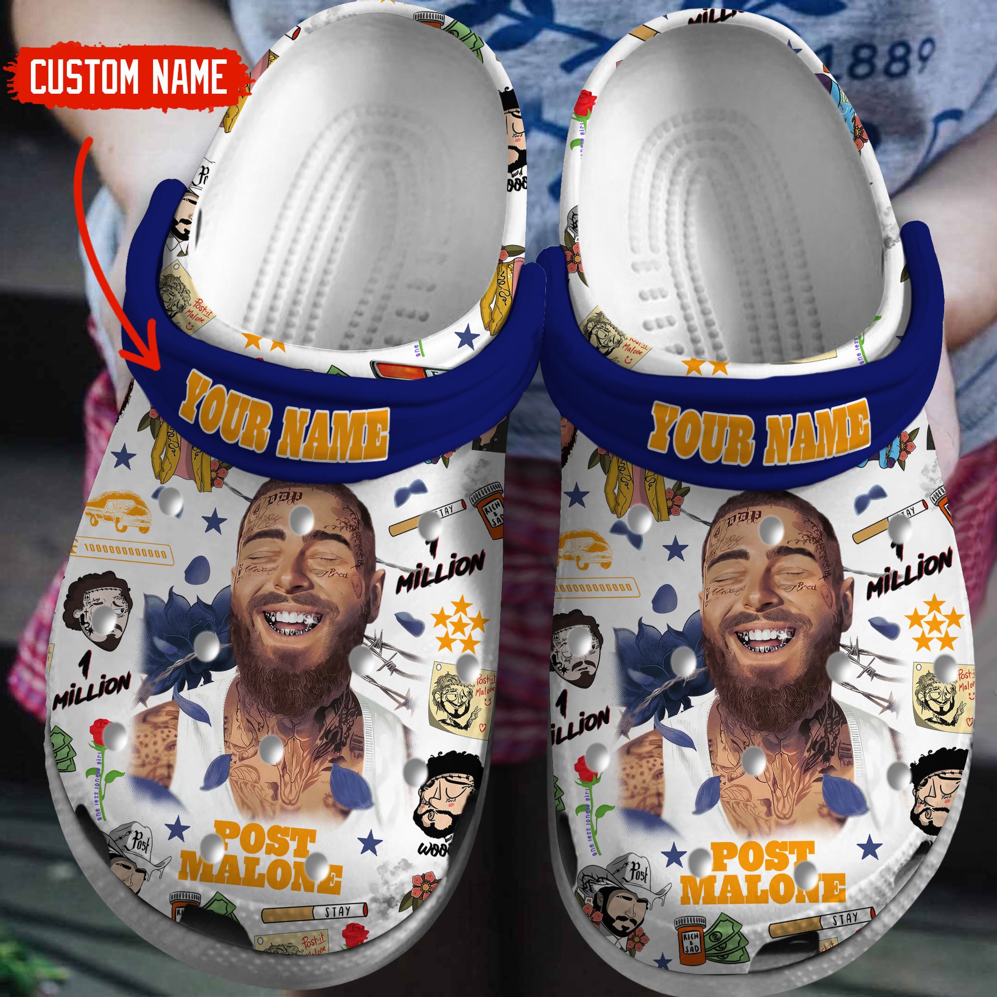 Post Malone Music Crocs Crocband Clogs Shoes Comfortable For Men Women and Kids