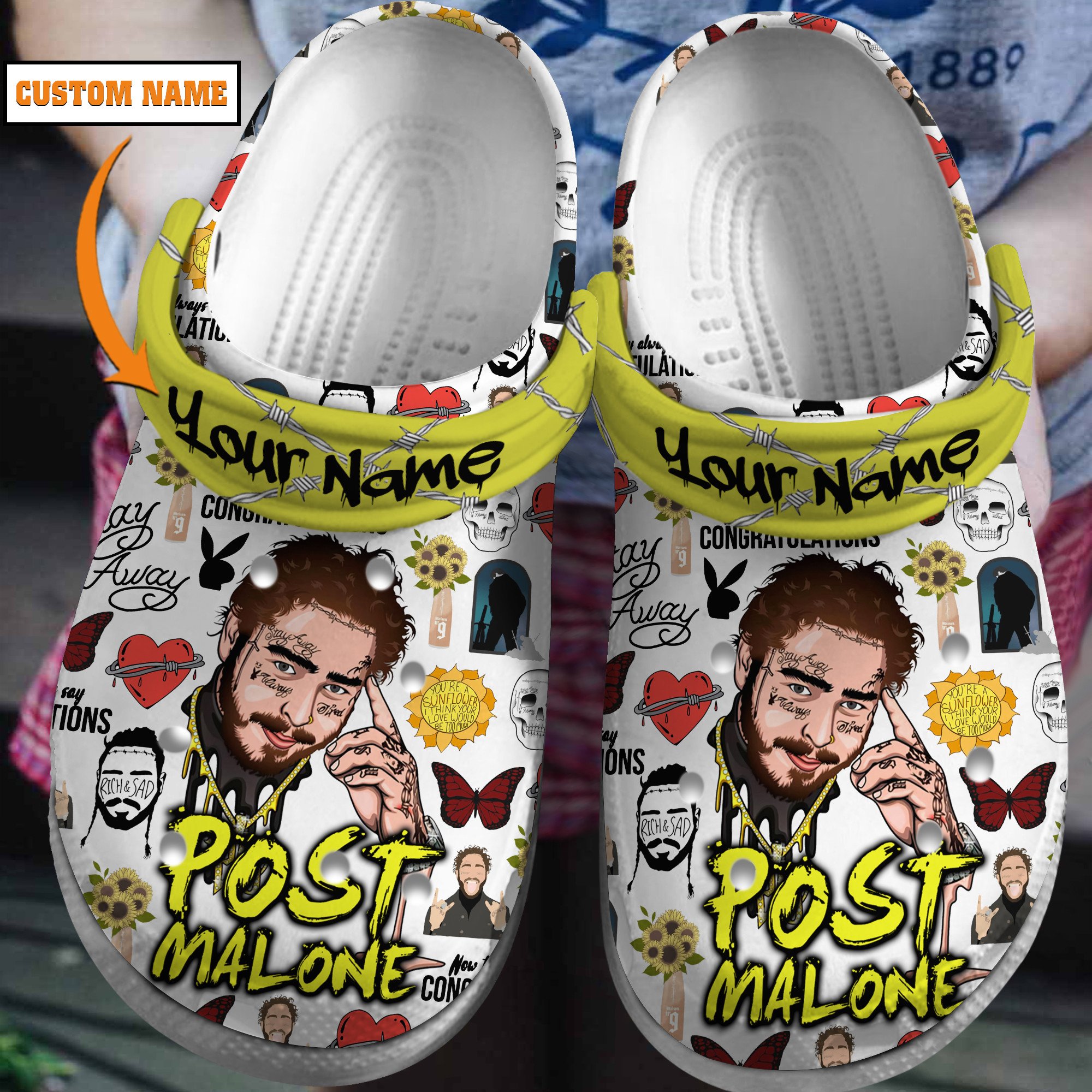 Post Malone Music Crocs Crocband Clogs Shoes Comfortable For Men Women and Kids