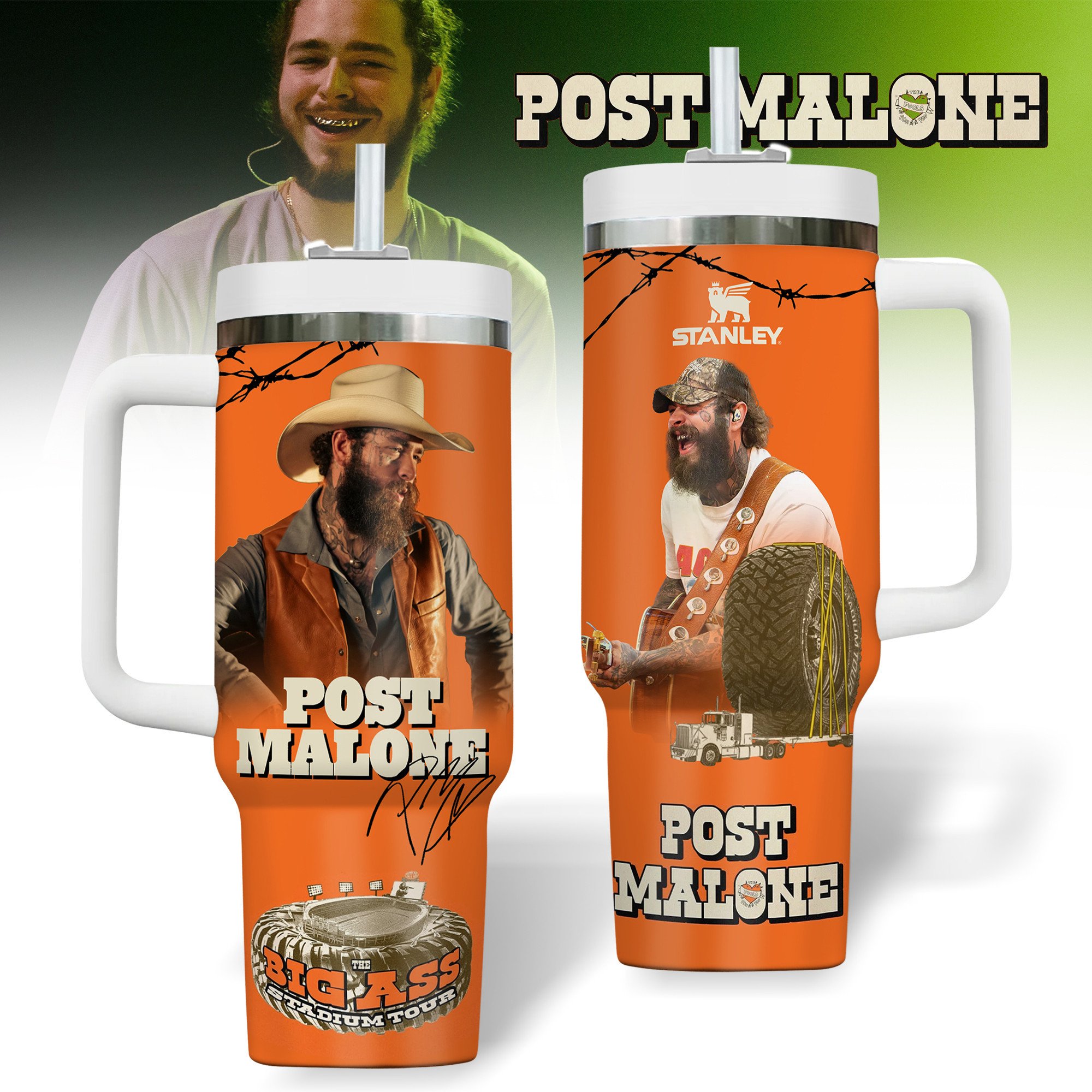 Post Malone Music Custom Stanley Cup 40 oz 30 oz Tumbler With HandleTVC2301179
