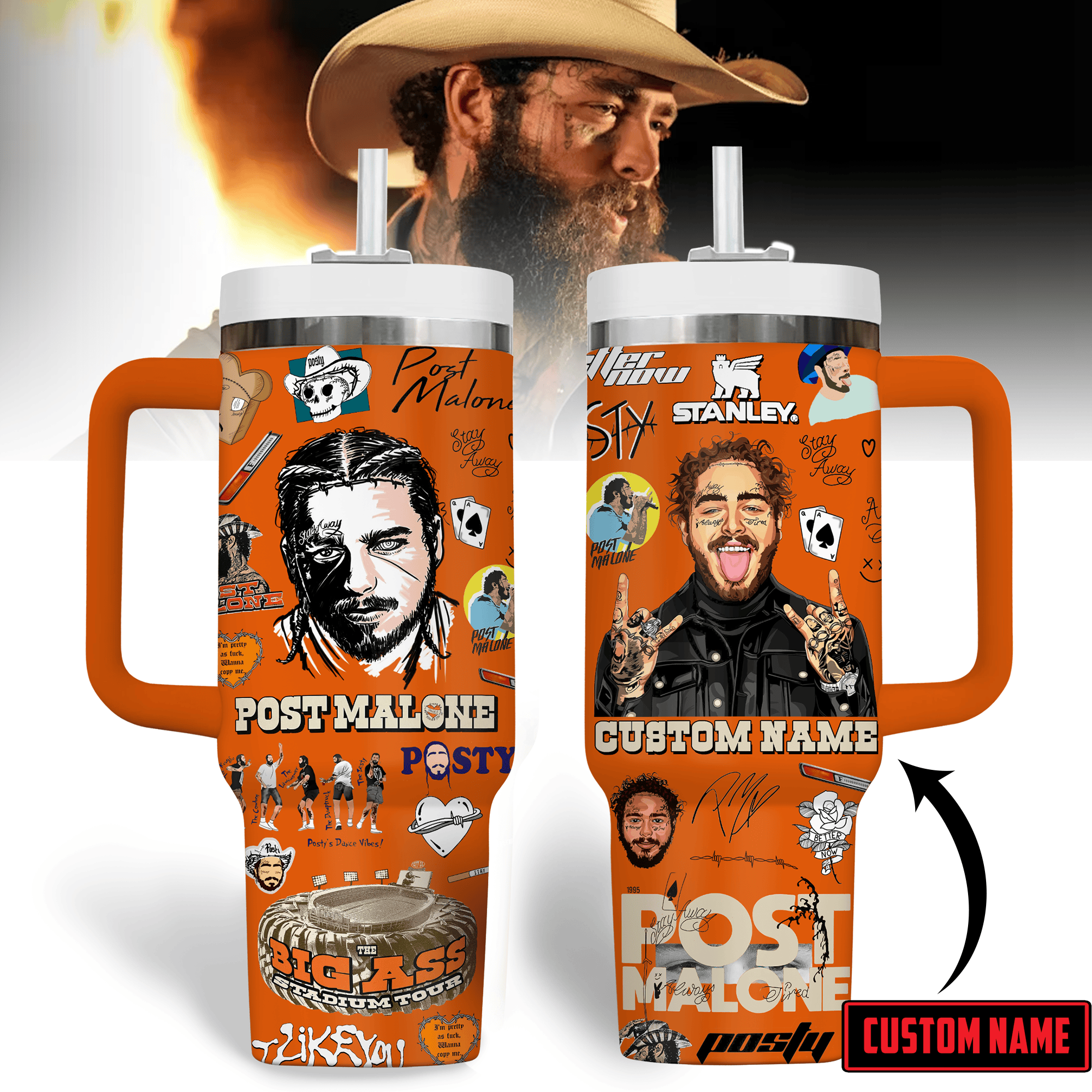 Post Malone Music Custom Stanley Cup 40 oz 30 oz Tumbler With HandleTVC2301344