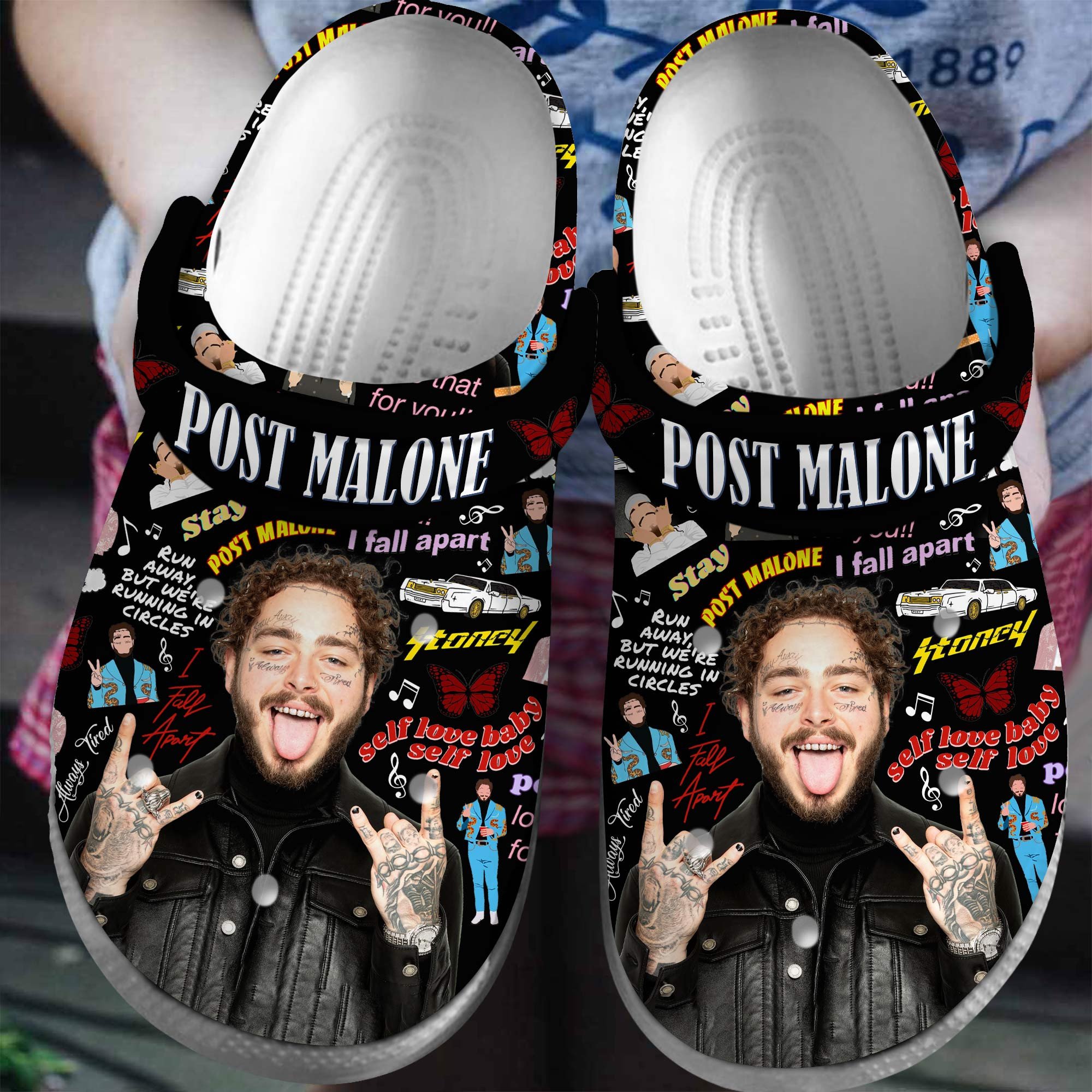 Post Malone Rapper Music Crocs Crocband Clogs Shoes Comfortable For Men Women and Kids