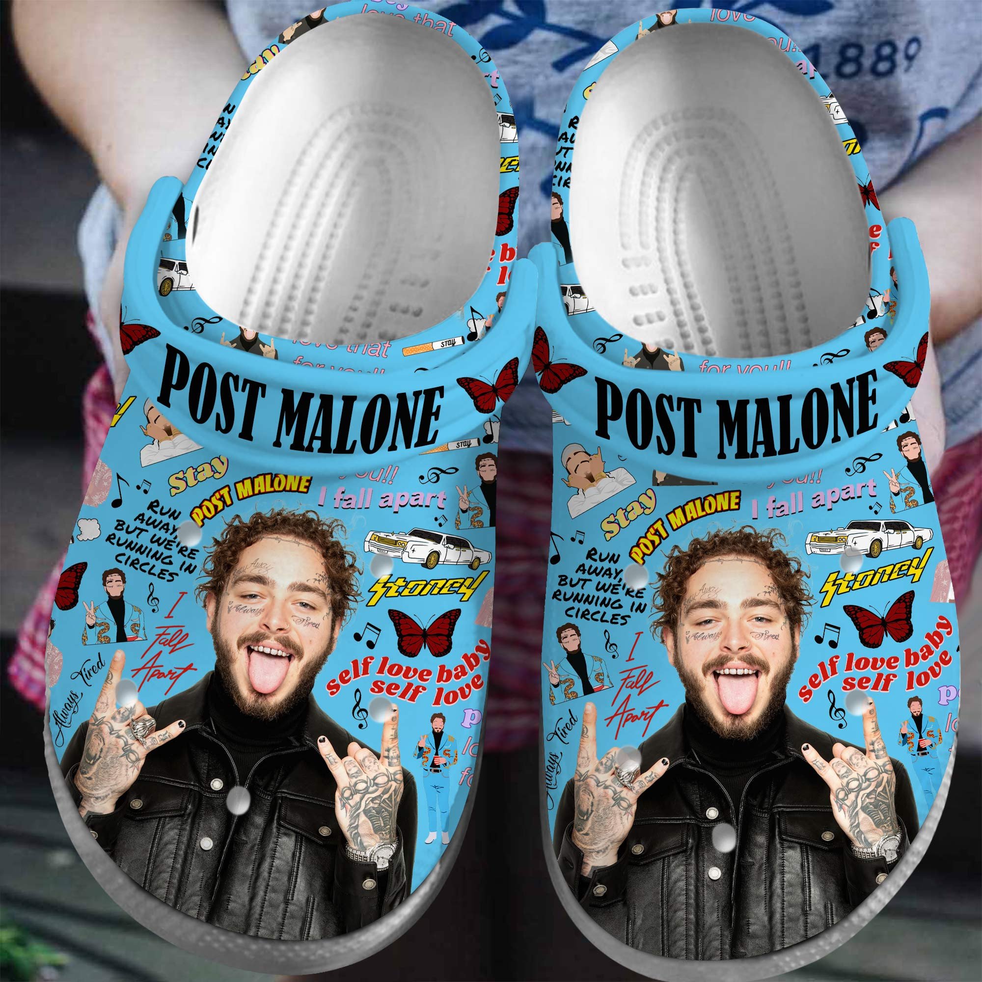 Post Malone Rapper Music Crocs Crocband Clogs Shoes Comfortable For Men Women and Kids