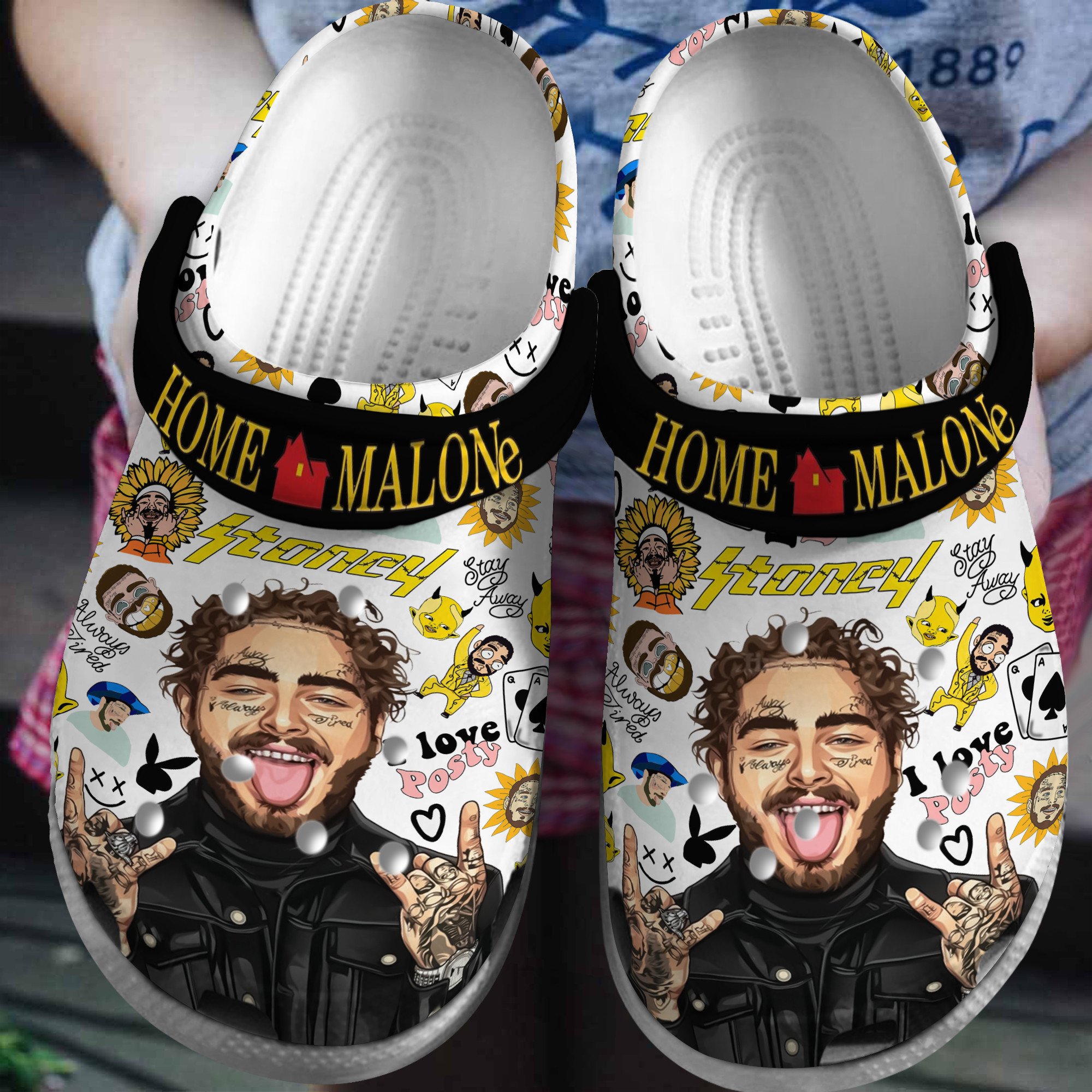 Post Malone Rapper Music Crocs Crocband Clogs Shoes Comfortable For Men Women and Kids