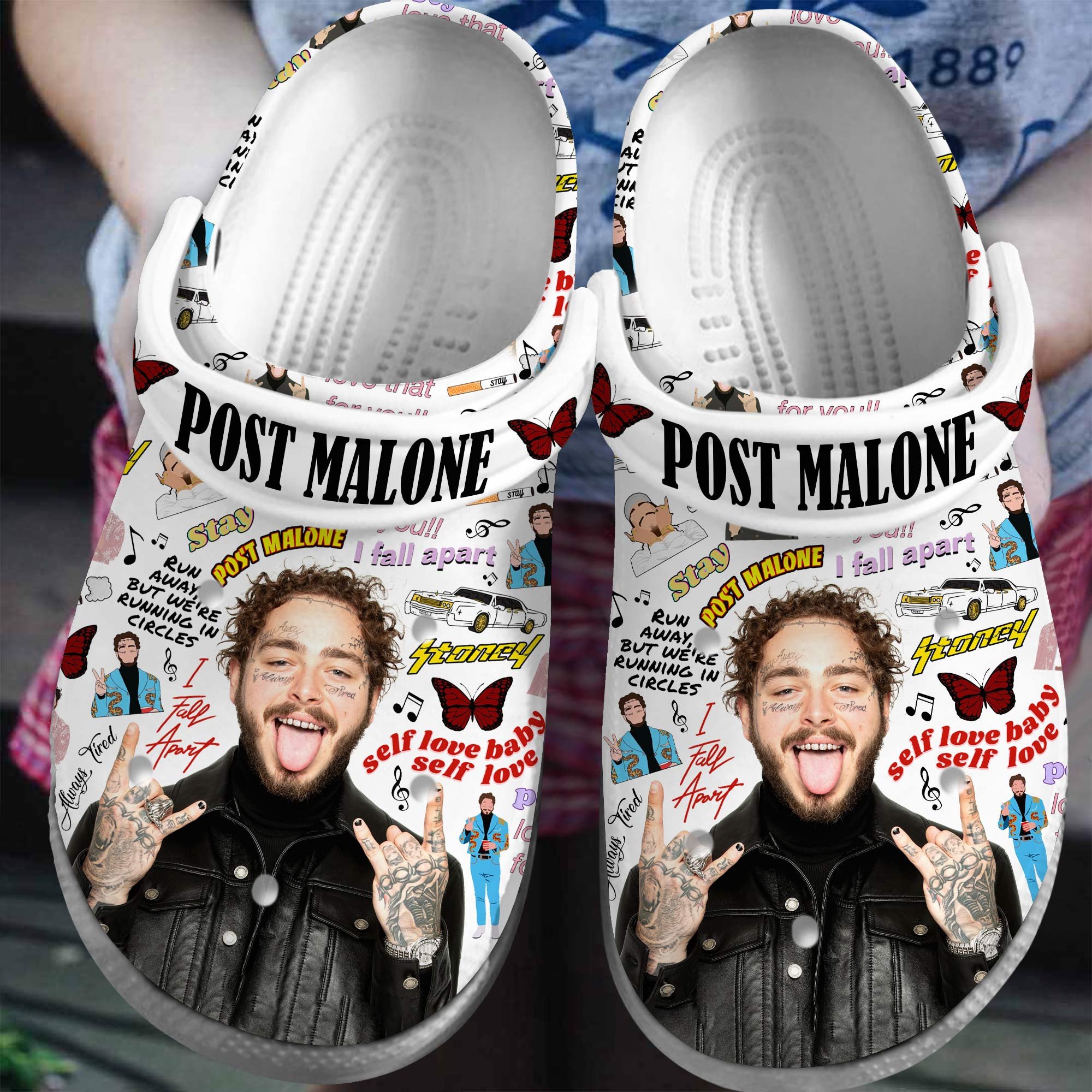 Post Malone Rapper Music Crocs Crocband Clogs Shoes Comfortable For Men Women and Kids