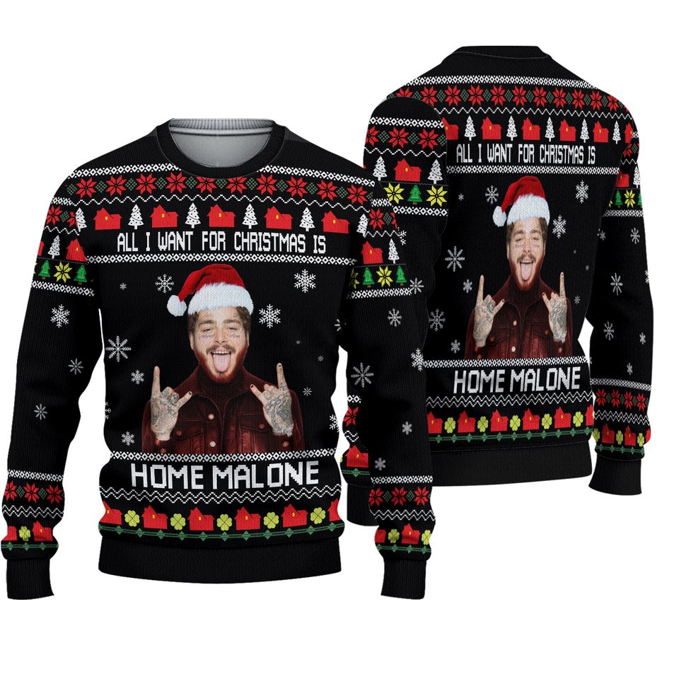 Post Malone Ugly Christmas Sweater, Home Malone Sweater