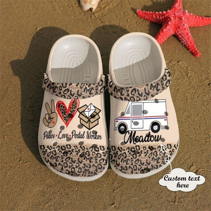 Postal Worker Personalized Peace Love Classic Clogs Shoes