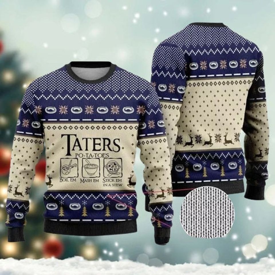 Potatoes Lovers 3D All Over Printed T-shirt, Taters Food Ugly Christmas Sweater