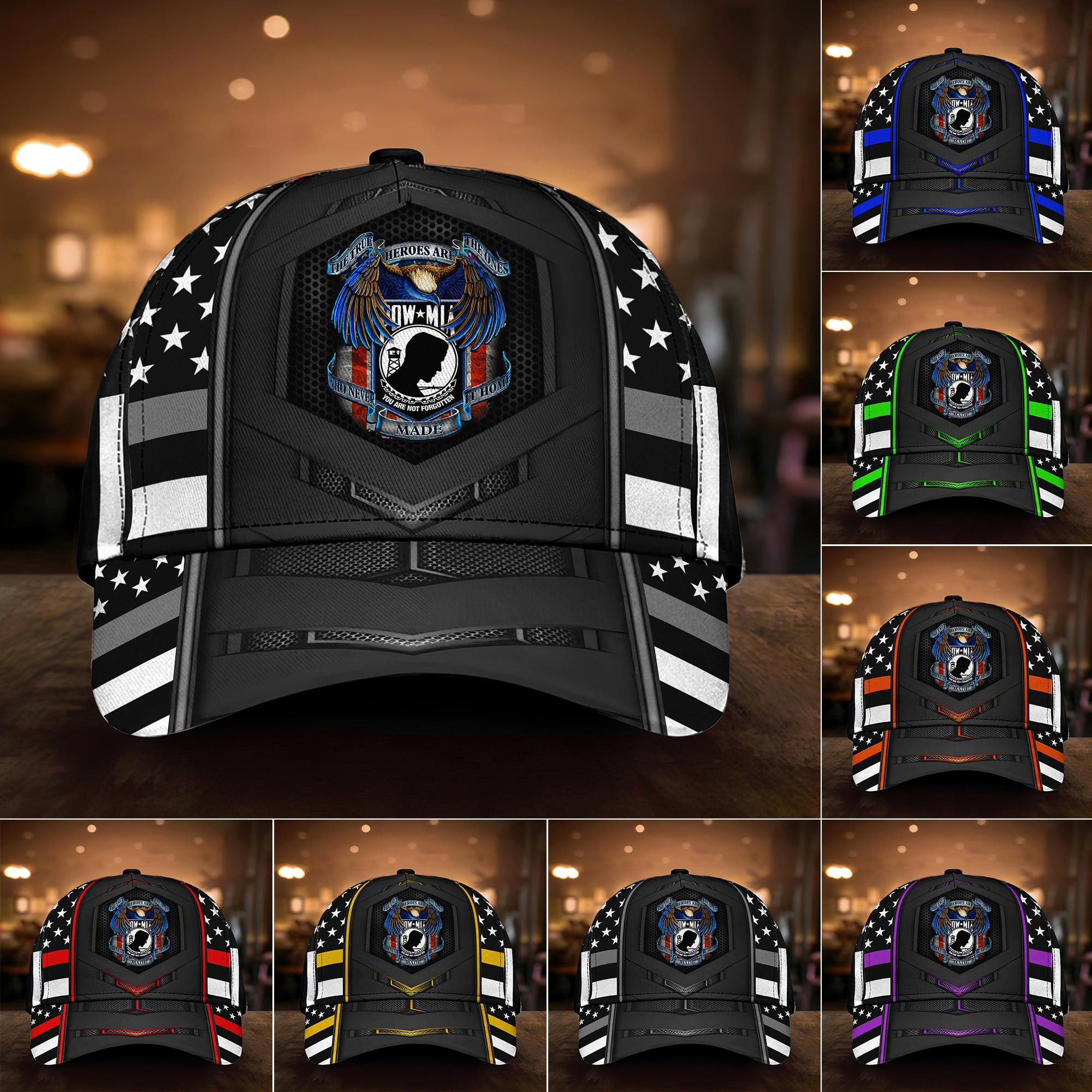 Pow Mia Multicolored Vietnam Veteran Cap Trucker Hats Custom Hats Gifts For Men & Women