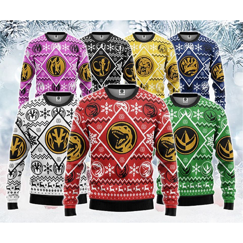 Power Ranger 3D Mighty Morphin Power Ranger Custom Ugly Christmas Sweater
