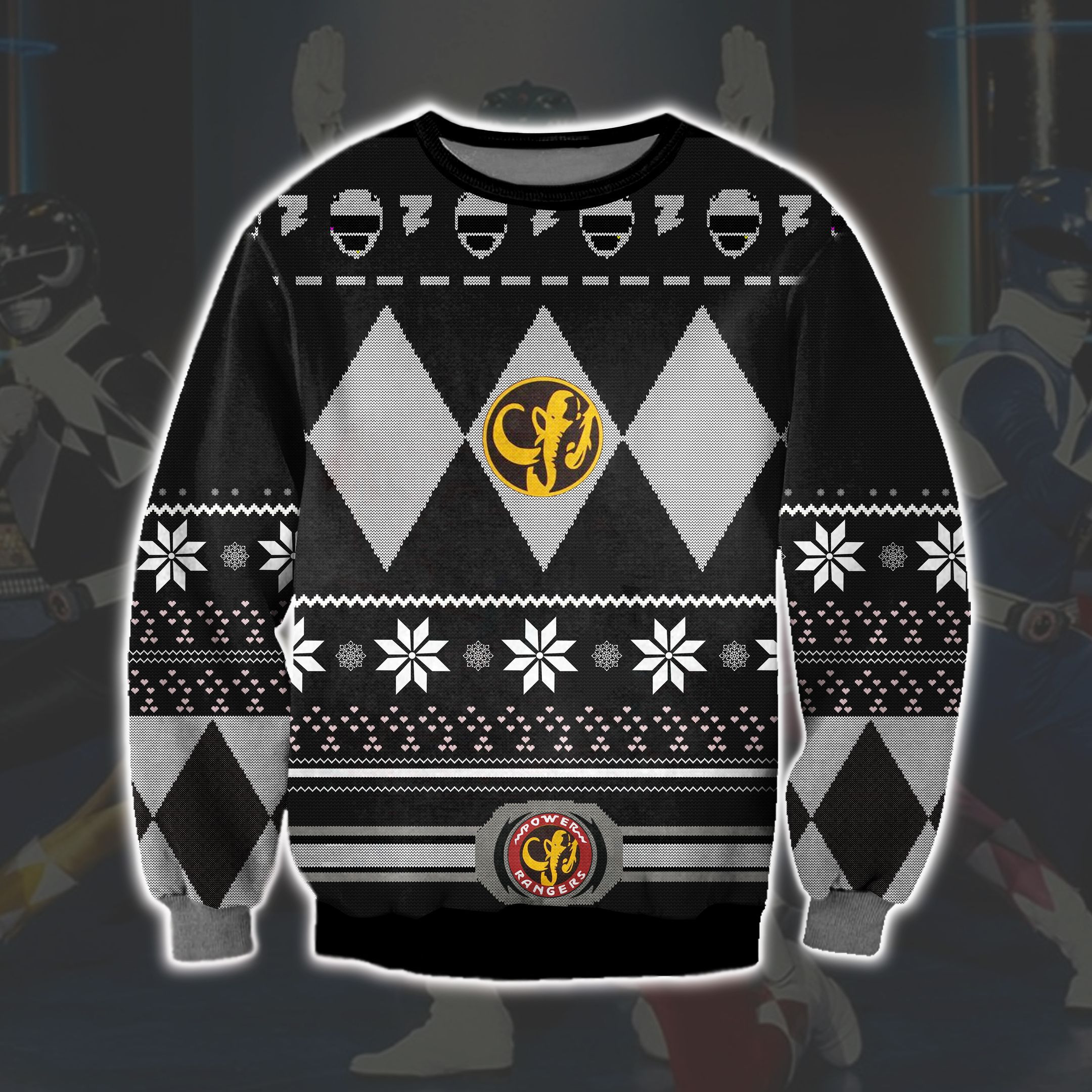 Power Rangers 1993 3D Print Ugly Christmas Sweater Adult 3D Funny Matching for family
