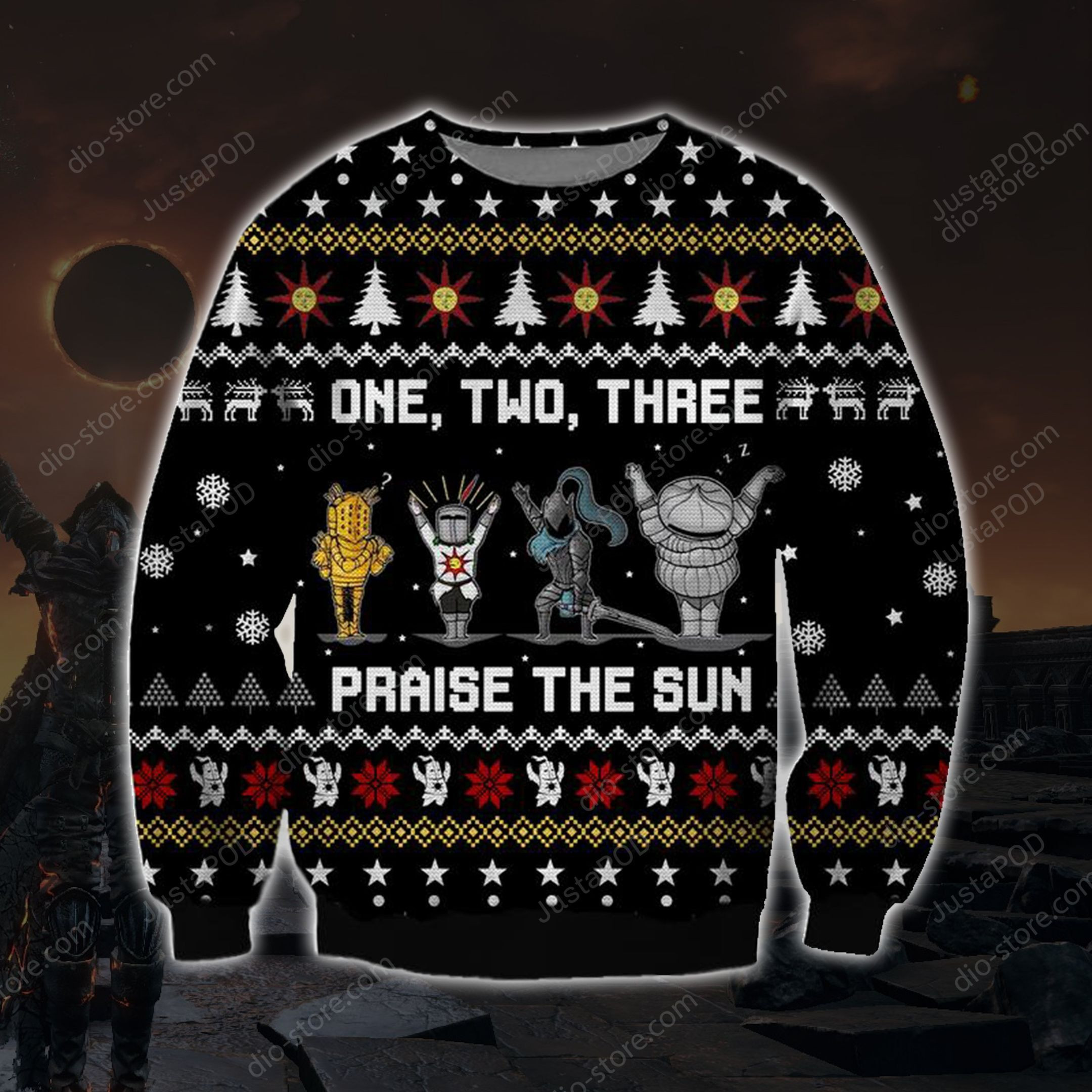 Praise The Sun Knitting Pattern 3D Print Ugly Christmas Sweater Adult 3D Funny Matching for family