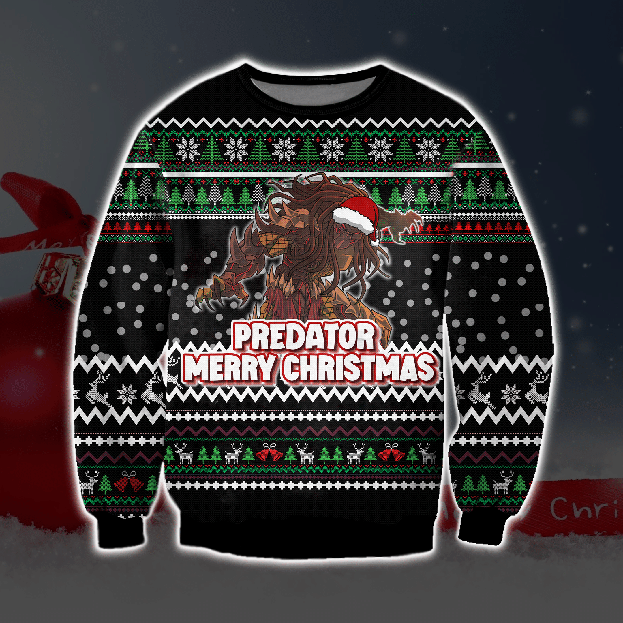 Predator Ugly Christmas Sweater Adult 3D Funny Matching for family