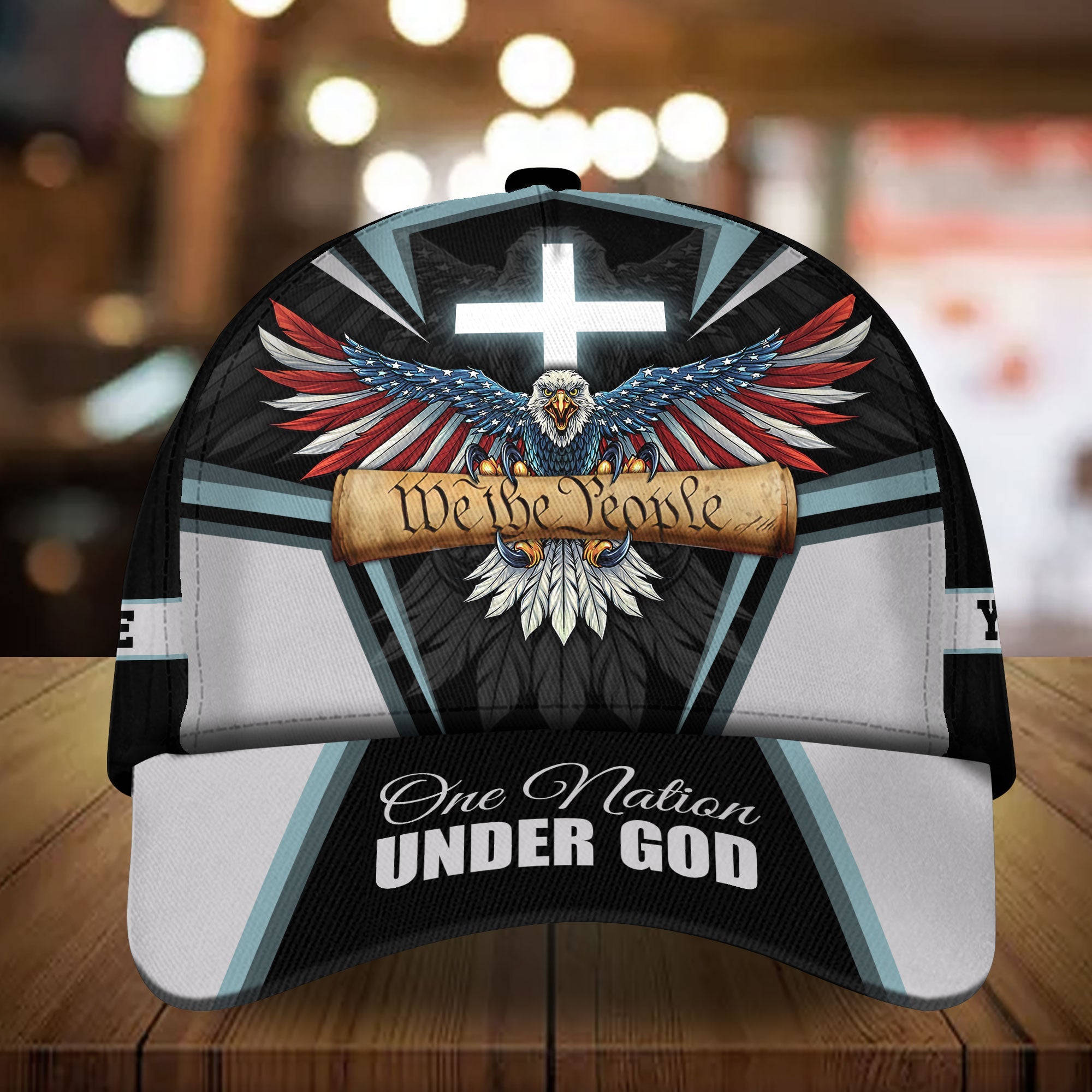 Premium America Eagle Patriot Cap Personalized, One Nation Under God Trucker Hats Custom Hats Gifts For Men & Women
