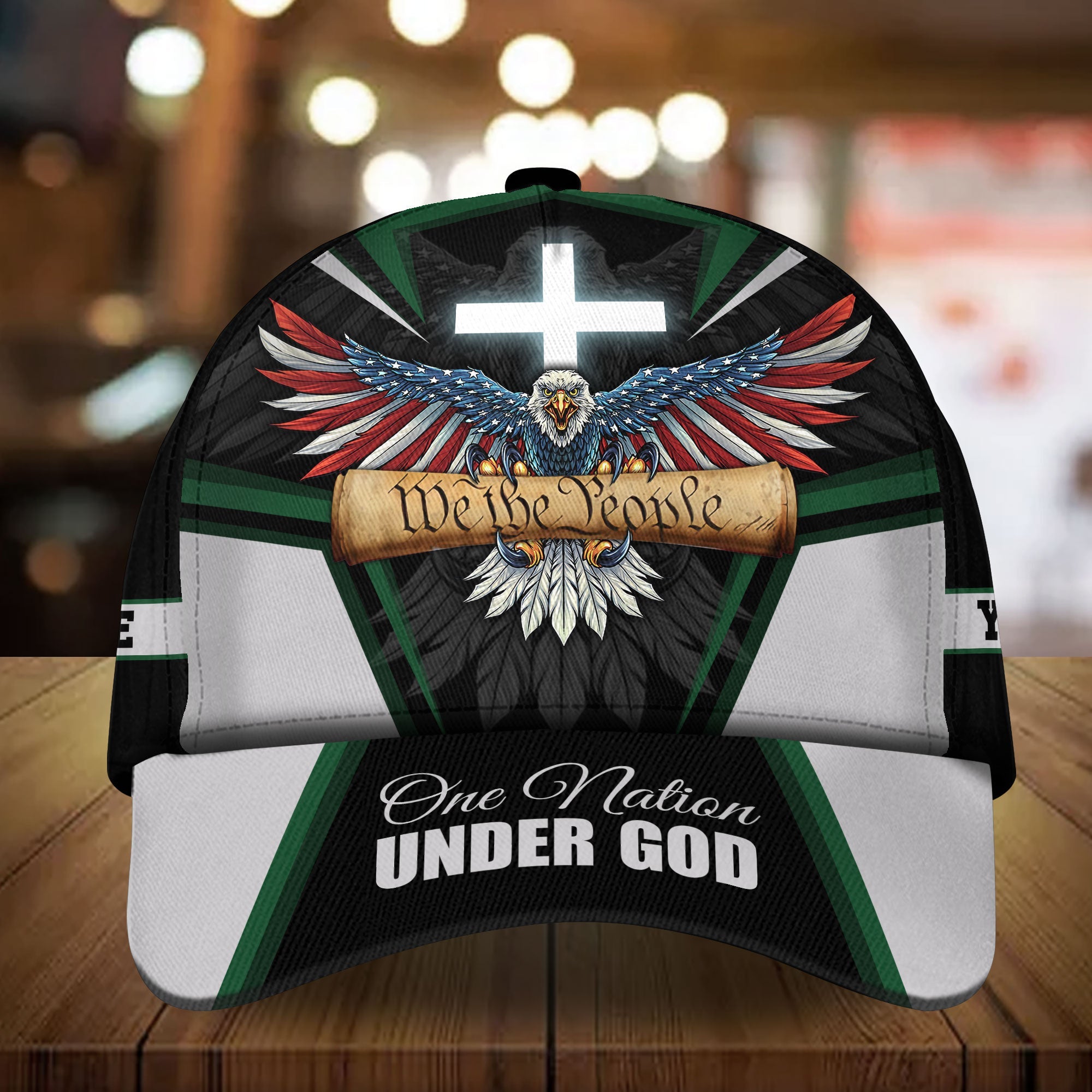 Premium America Eagle Patriot Cap Personalized, One Nation Under God Trucker Hats Custom Hats Gifts For Men & Women