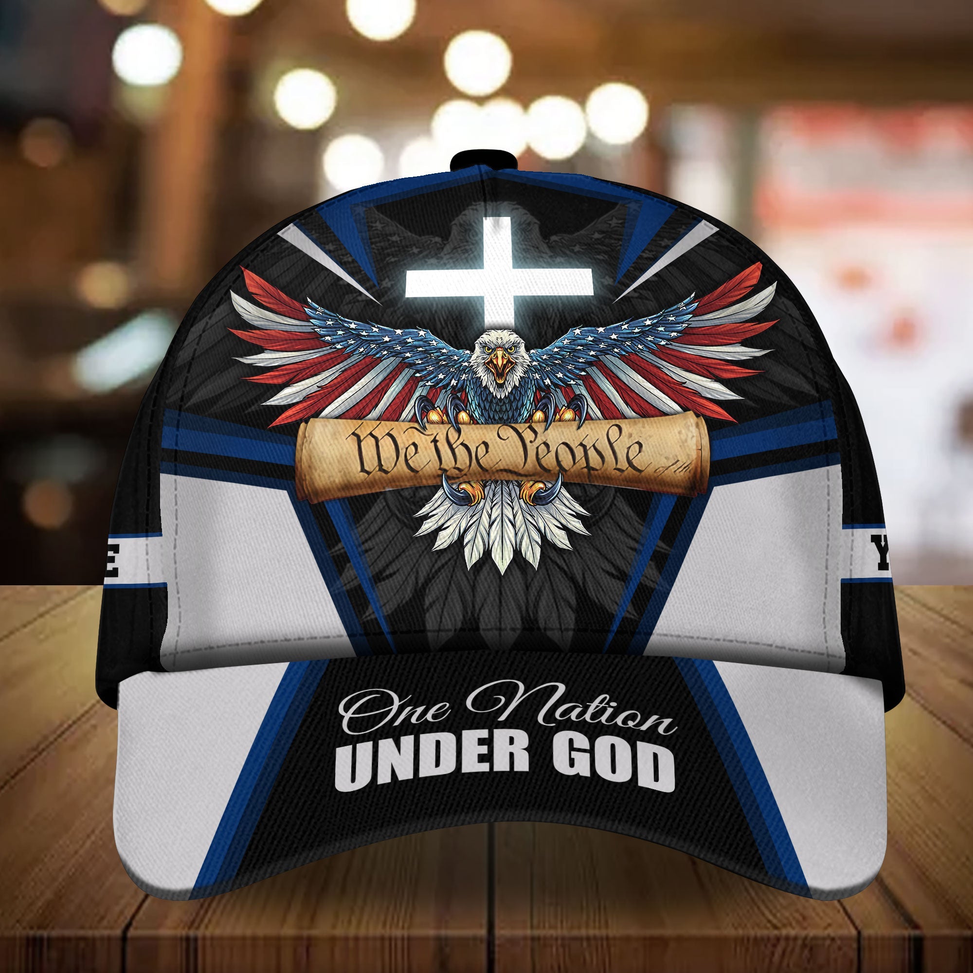 Premium America Eagle Patriot Cap Personalized, One Nation Under God Trucker Hats Custom Hats Gifts For Men & Women