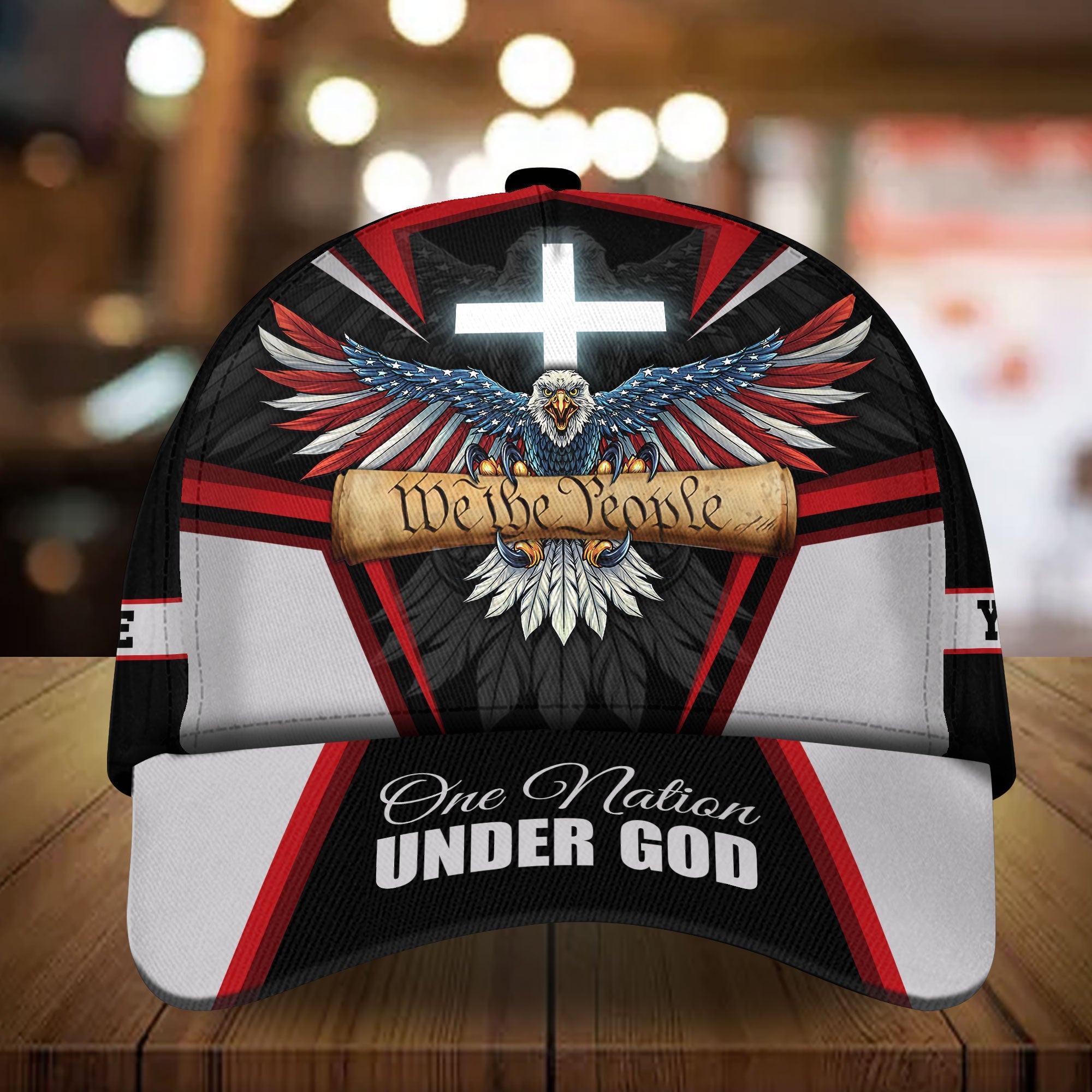 Premium America Eagle Patriot Cap Personalized, One Nation Under God Trucker Hats Custom Hats Gifts For Men & Women