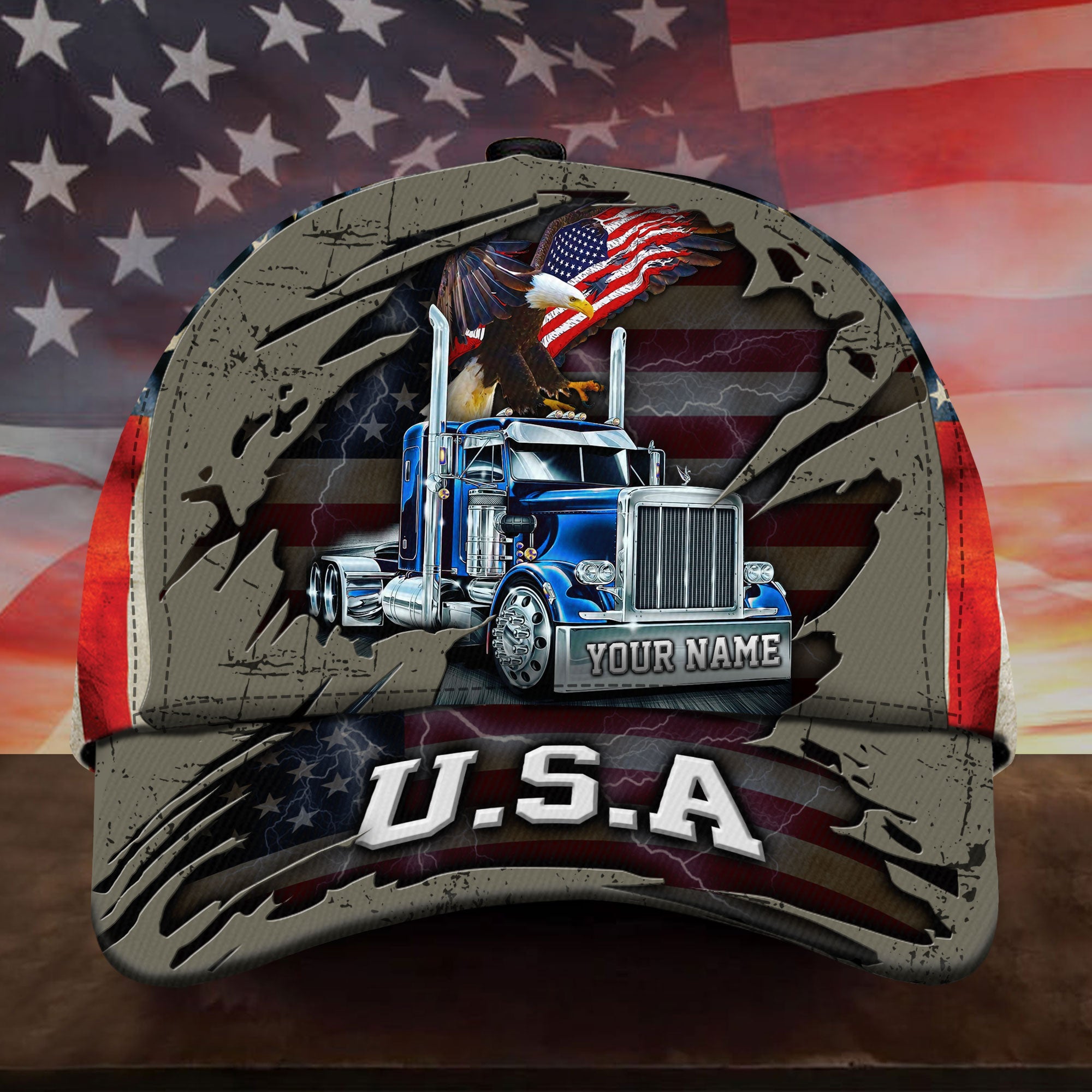 Premium American Eagle Truck Driver Hats Personalized Trucker Hats Custom Hats Gifts For Men & Women