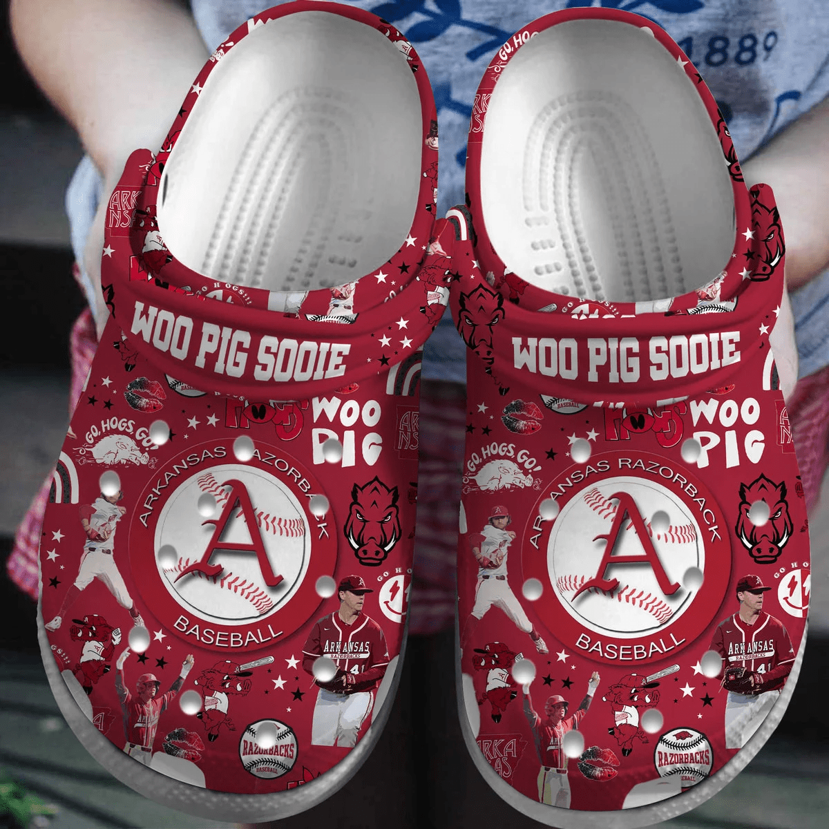 Premium Arkansas Razorbacks NCAA Sport Crocs Crocband Clogs Shoes Comfortable For Men Women and Kids