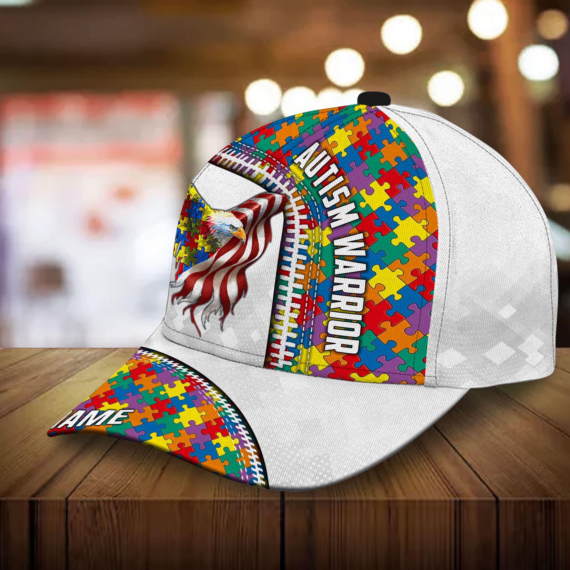 Premium Autism Warrior, Eagle 3D Hat Printed Personalized Trucker Hats Custom Hats Gifts For Men & Women