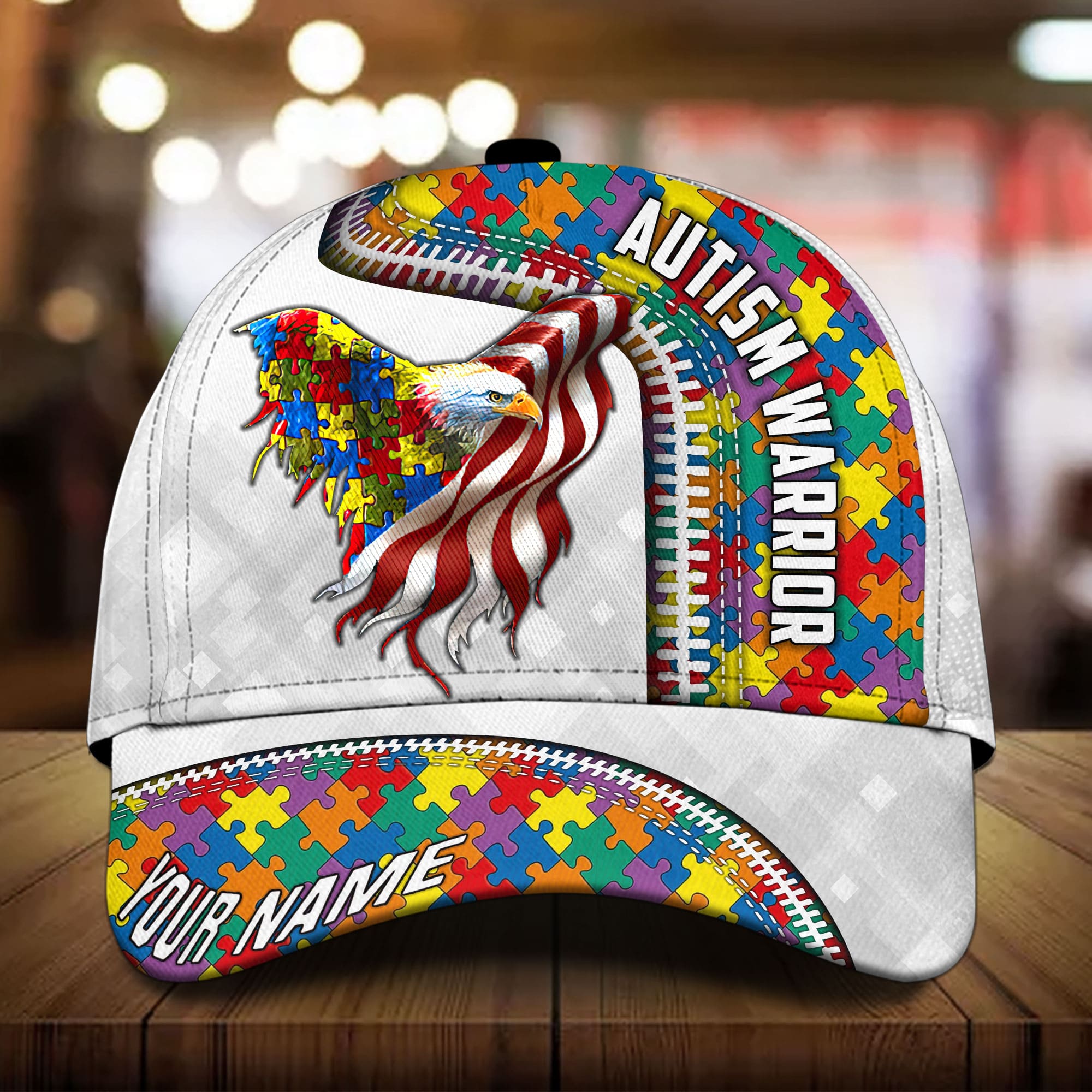 Premium Autism Warrior, Eagle 3D Hat Printed Personalized Trucker Hats Custom Hats Gifts For Men & Women