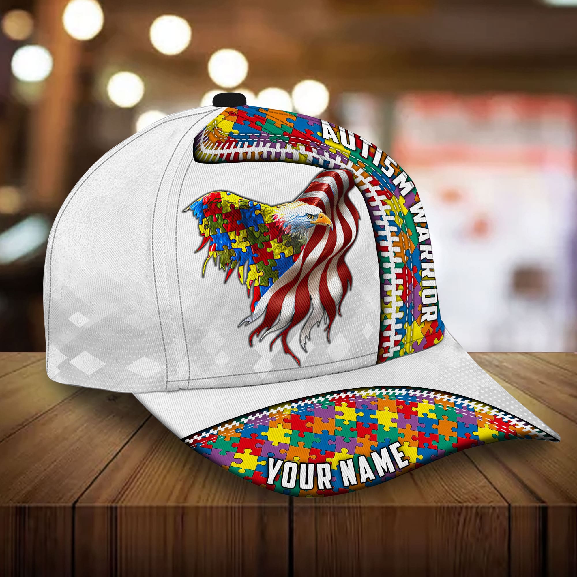 Premium Autism Warrior, Eagle 3D Hat Printed Personalized Trucker Hats Custom Hats Gifts For Men & Women